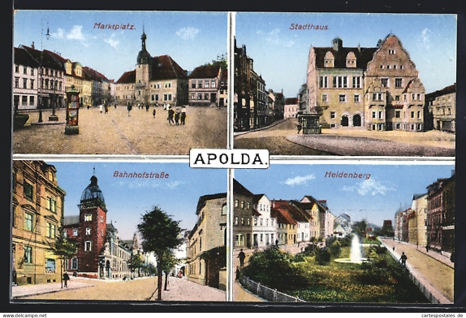 AK Apolda, Stadthaus, Marktplatz, Bahnhofstrasse, Heidenberg  - Apolda