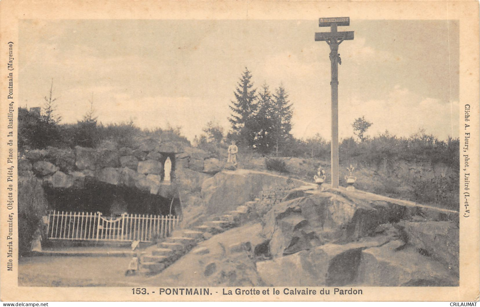 53-PONTMAIN-LA GROTTE ET LE CALVAIRE DU PARDON-N°6023-B/0121 - Pontmain