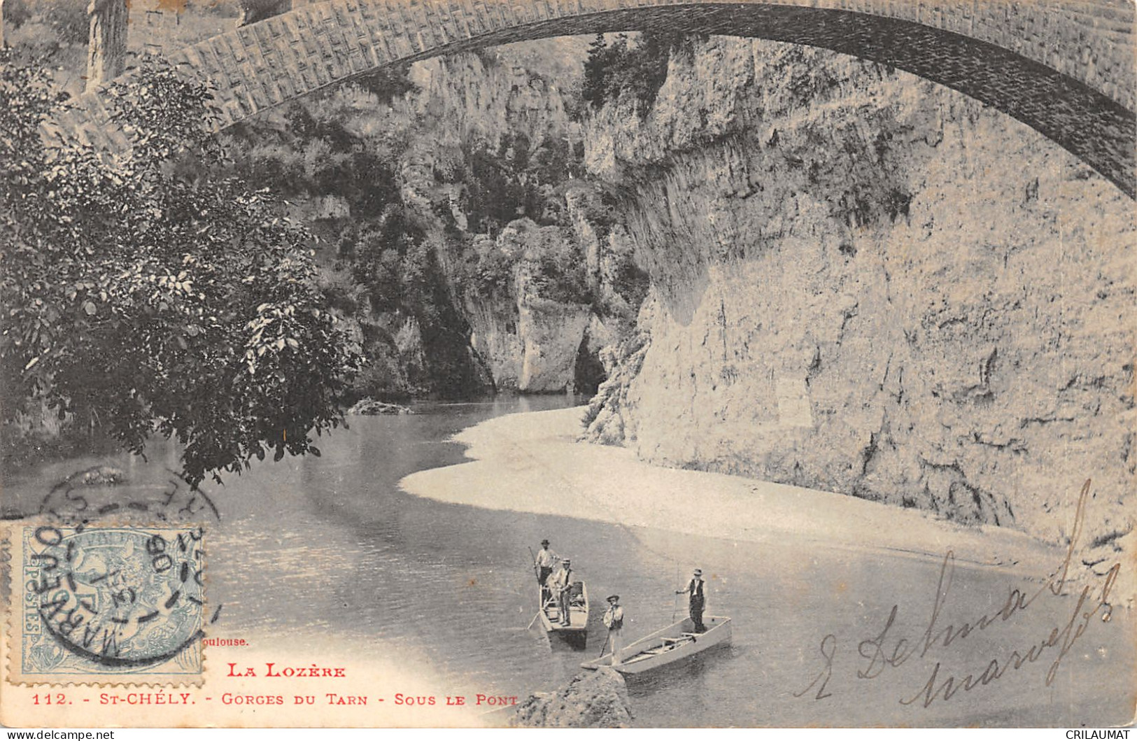 48-SAINT CHELY D APCHER-BARQUE SOUS LE PONT-N T6022-H/0367 - Saint Chely D'Apcher