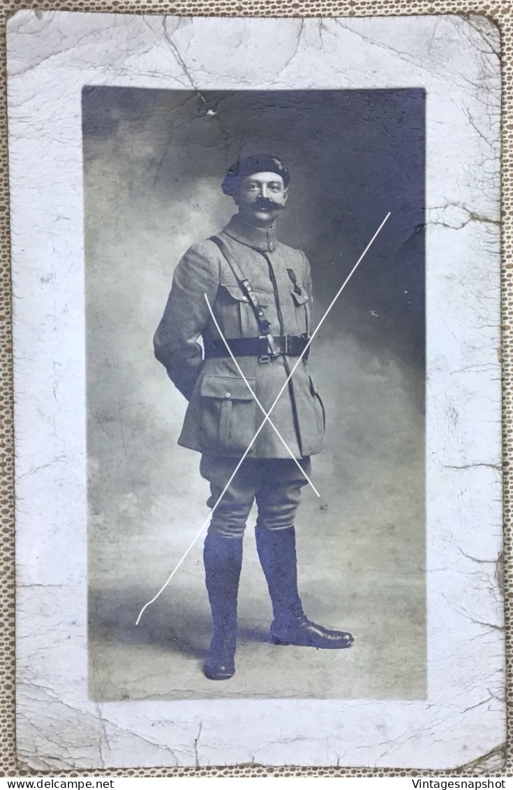 Armée France Portrait D’un Chasseur Alpin Photo Format CP Vers 1910-1920 - Guerre, Militaire