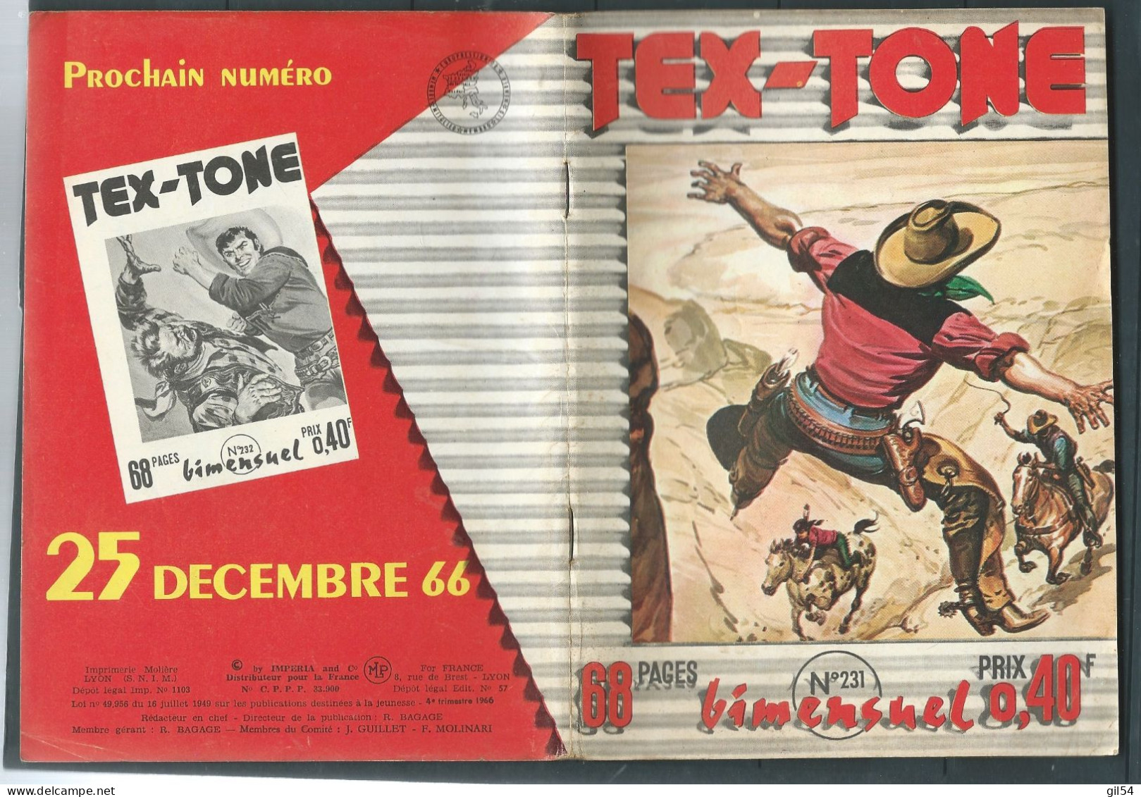 Bd " Tex-Tone  " Bimensuel N° 231 " La Découverte Du Professeur "      , DL  4er Tri. 1966 - BE- RAP 1002 - Piccoli Formati