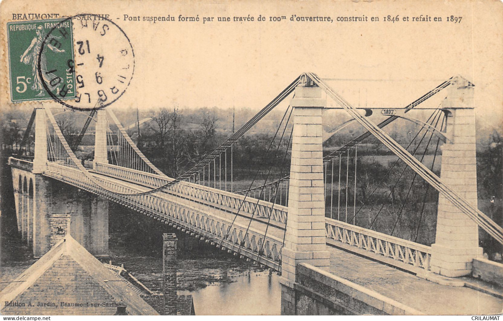 72-BEAUMONT SUR SARTHE-PONT SUSPENDU-N°6023-D/0001 - Beaumont Sur Sarthe