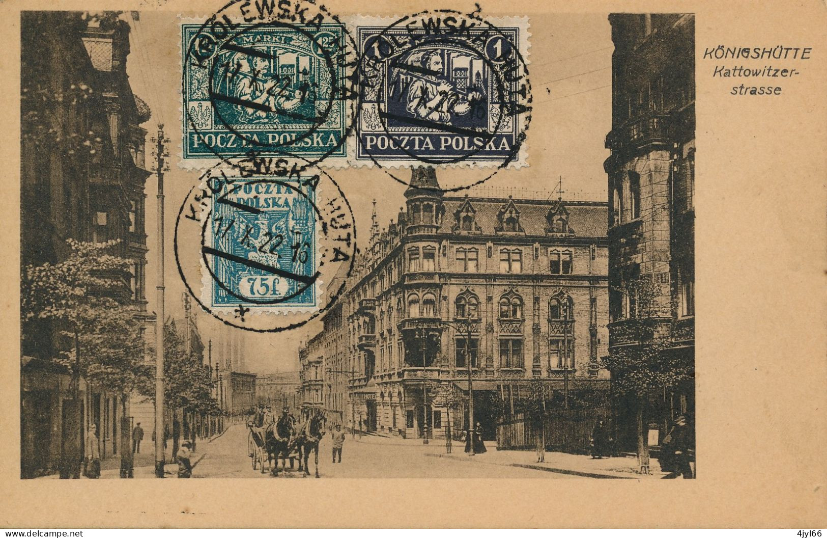 SILESIE Silesia - KONIGSHUTTE Krolewska Huta CHORZOW Oberschlesische 1922 - Kattowitzerstrasse Katowice - Calèche - TB** - Polonia