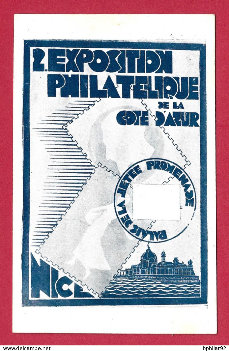 !!! CARTE DE L'EXPOSITION PHILATÉLIQUE DE NICE DE 1931 AVEC VIGNETTE ET CACHET TEMPORAIRE - Expositions Philatéliques