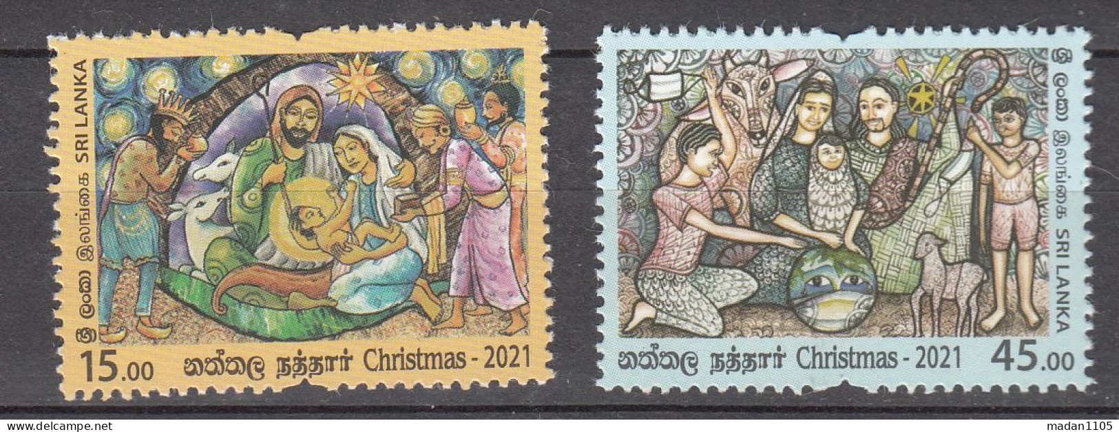 SRI LANKA,   2021, Christmas, Set 2 V,   MNH, (**) - Sri Lanka (Ceylon) (1948-...)