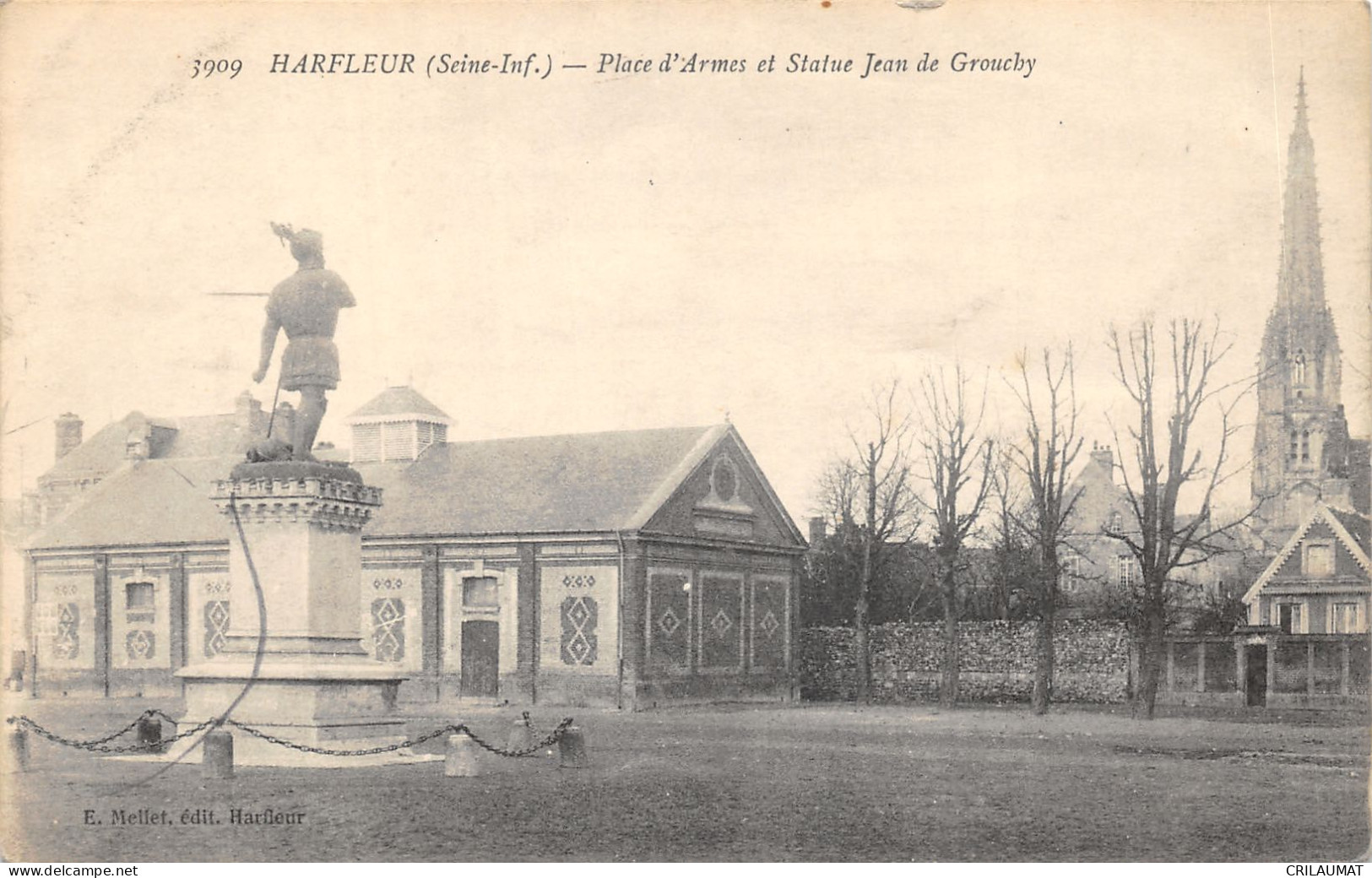 76-HARFLEUR-STATUE JEAN DE GROUCHY-N°6024-E/0063 - Harfleur