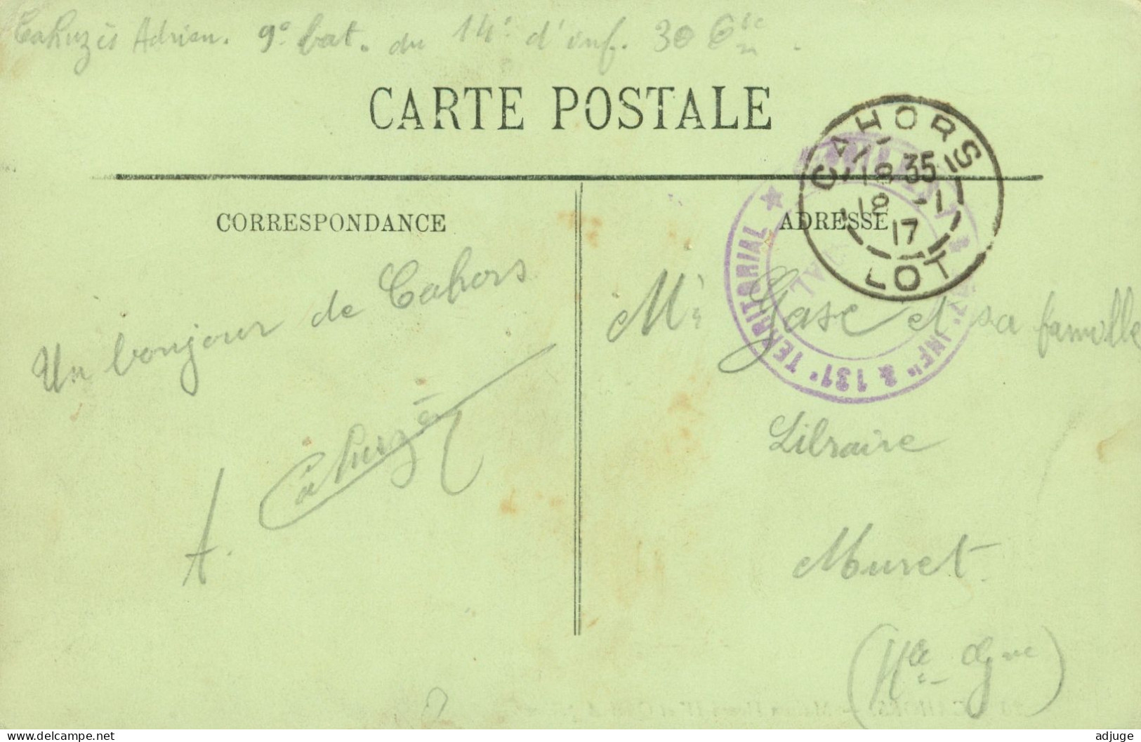 CPA*46* Cahors- Maison Henri IV Et Quai Appolion - 1917- FM - Tampon Infanterie -* 2scans - Cahors