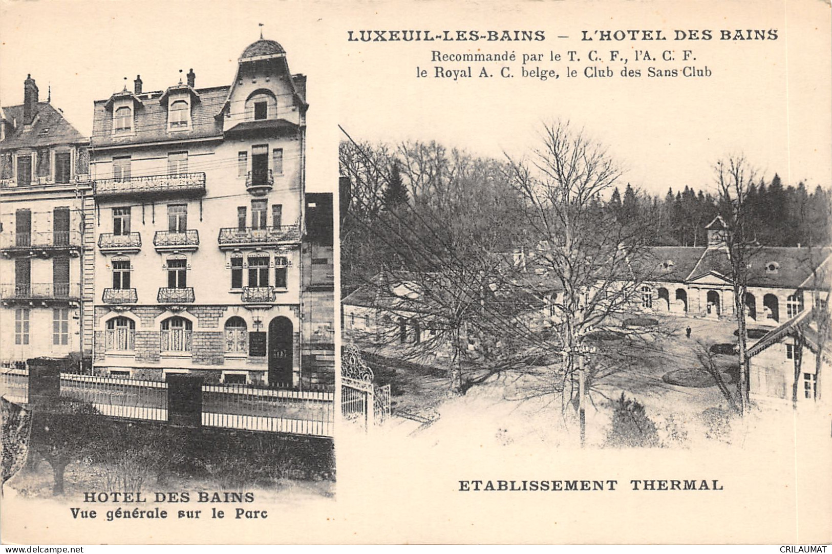 70-LUXEUIL LES BAINS-HOTEL DES BAINS-N°6024-B/0329 - Luxeuil Les Bains