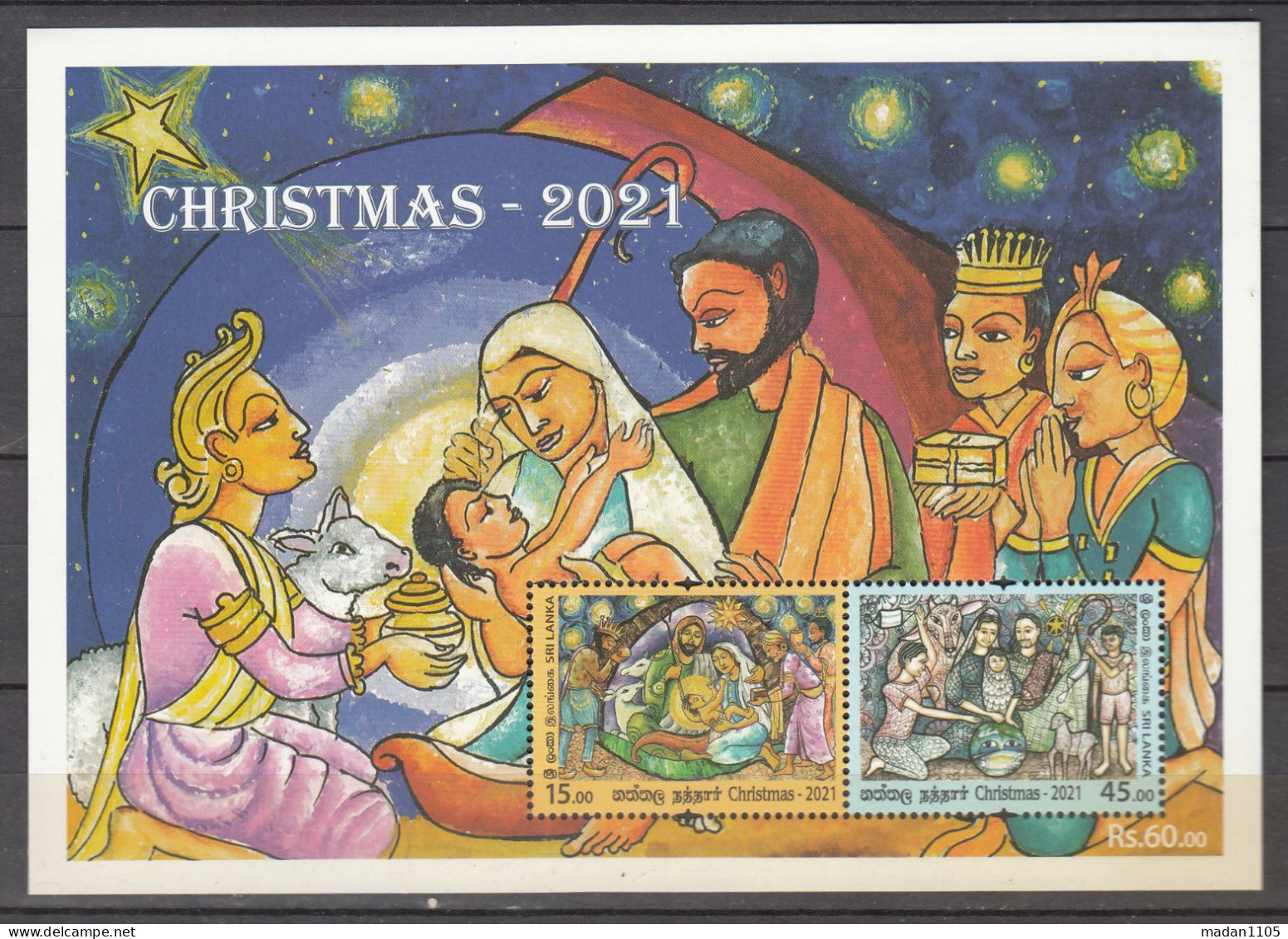 SRI LANKA,   2021, Christmas, Set 2 V, Miniature Sheet, MNH, (**) - Sri Lanka (Ceylon) (1948-...)