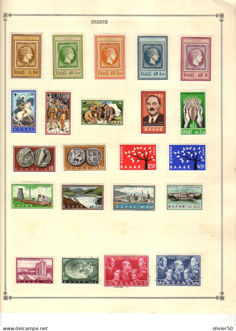 Grece -   Art - Europa - Evenements - Neufs* Et Obliteres  - 3 Pages -  52 Timbres - Oblitérés