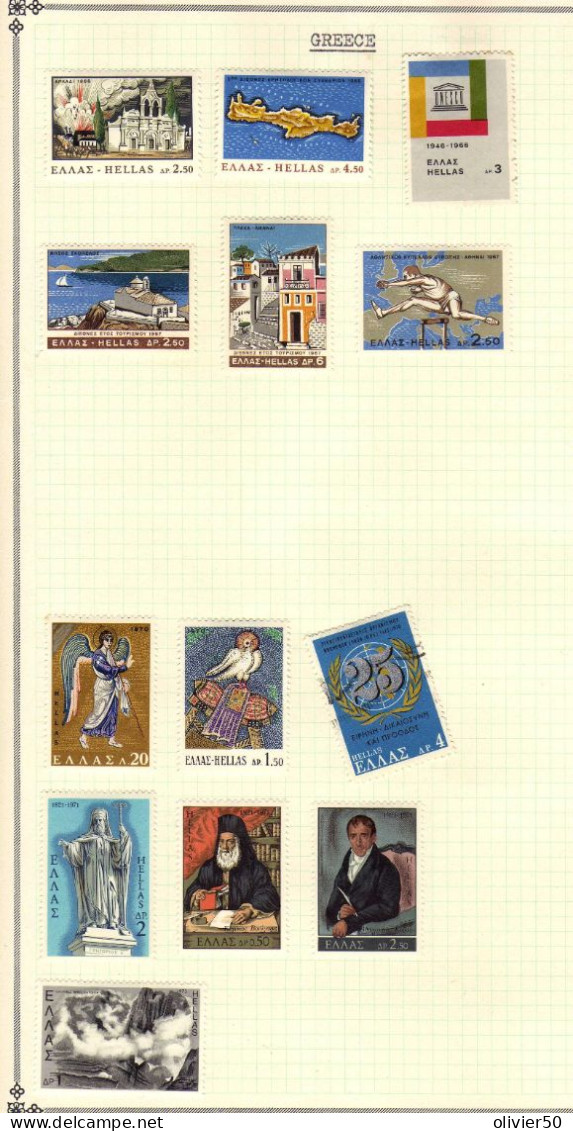 Grece -   Art - Europa - Evenements - Neufs* Et Obliteres  - 3 Pages -  52 Timbres - Usati