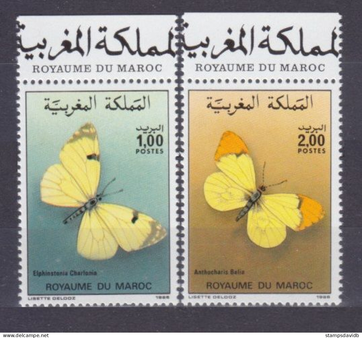 1986 Morocco 1104-1105+Tab Butterflies 5,50 € - Schmetterlinge