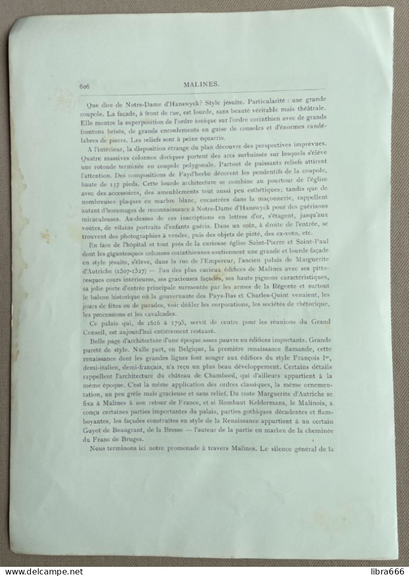 MALINES - MAISONS DU SEIZIÈME SIÉCLE / MECHELEN - HUIZEN UIT DE 16° EEUW - E. PUTTAERT  34 X 23,5 Cm (komt Uit Oud Boek) - Altri & Non Classificati