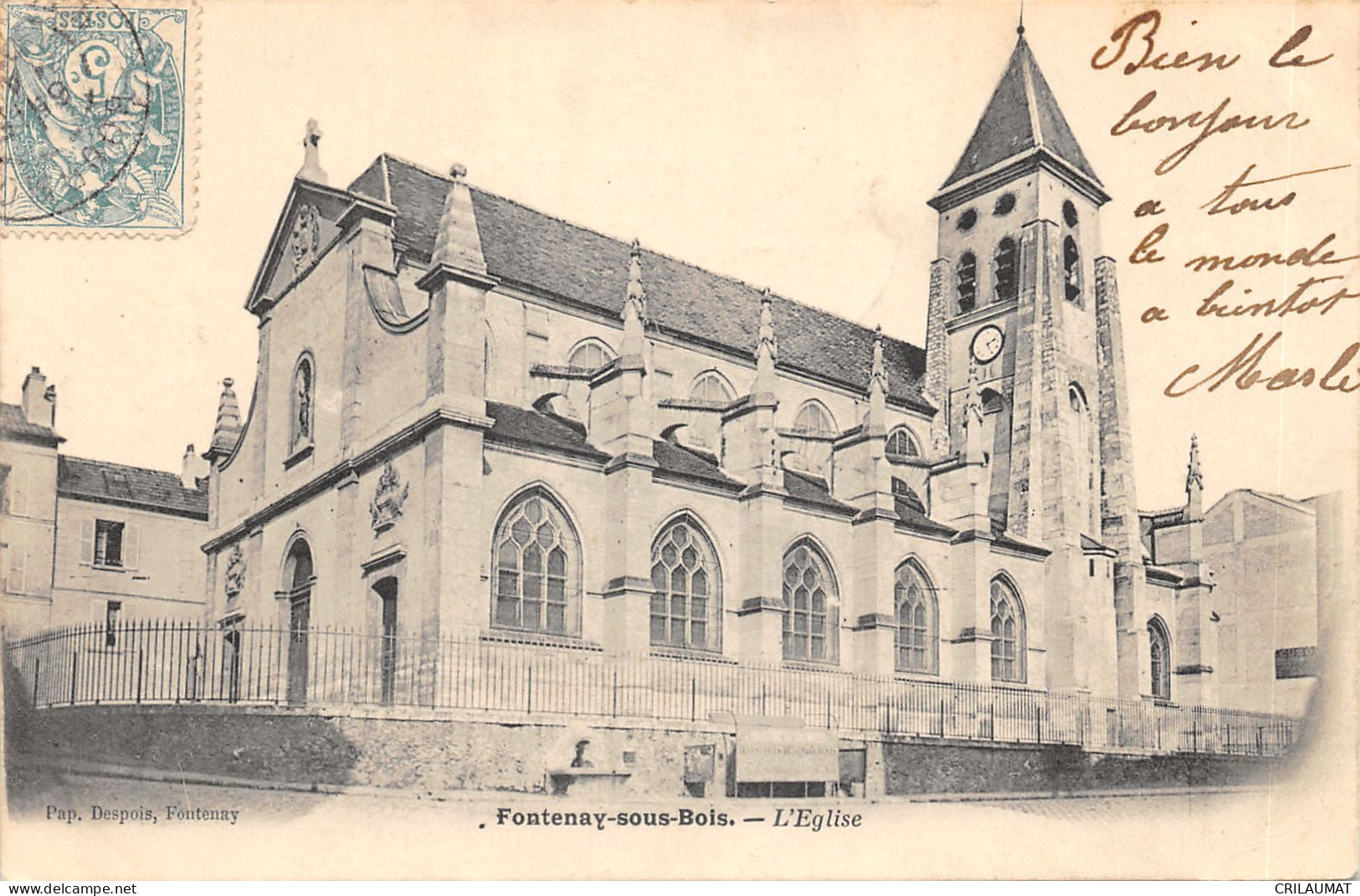 94-FONTENAY SOUS BOIS-L EGLISE-N°6026-A/0341 - Fontenay Sous Bois