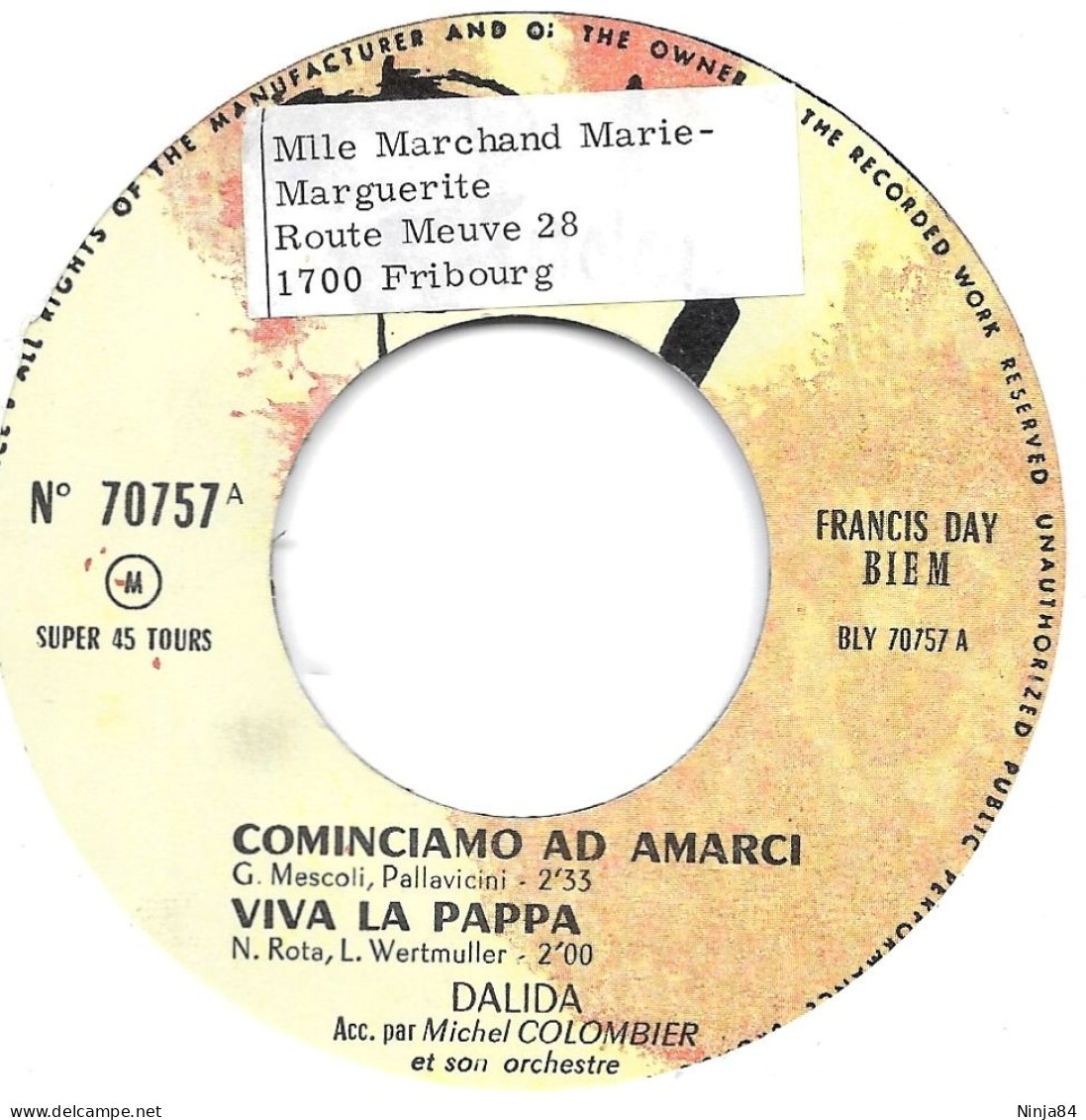 EP 45 RPM (7") Dalida  "  Canta In Italiano  " - Sonstige - Franz. Chansons