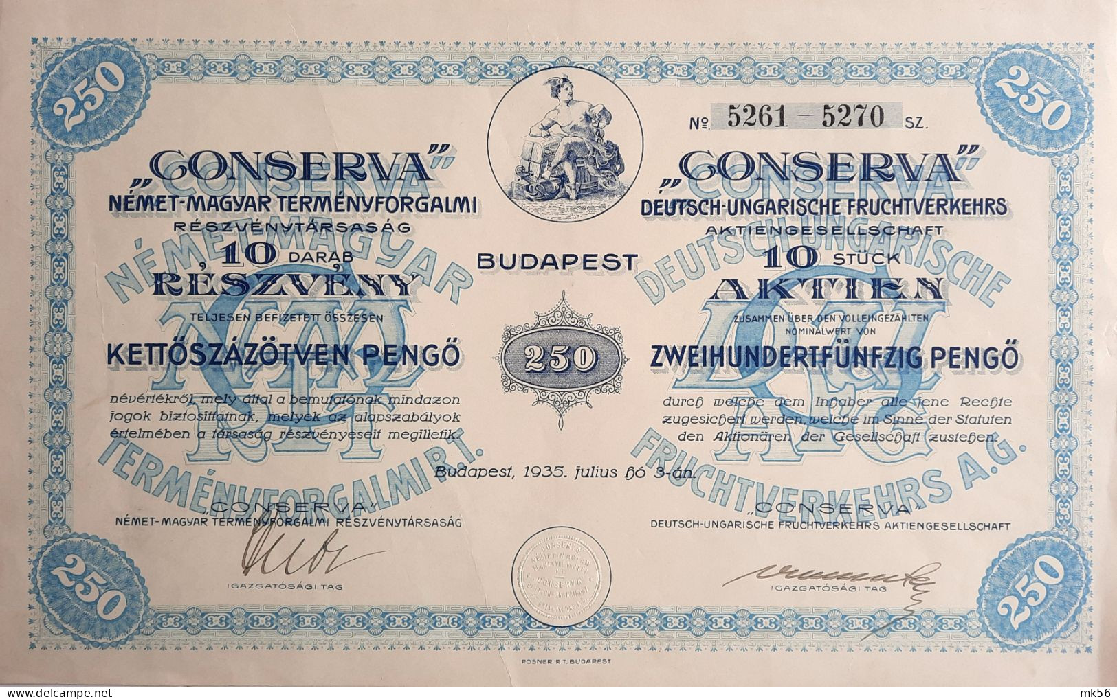 'Conserva' Deutsch-Ungarische-Fruchtverkehrs-aktiengesellschaft - Budapest 1935 - Sonstige & Ohne Zuordnung