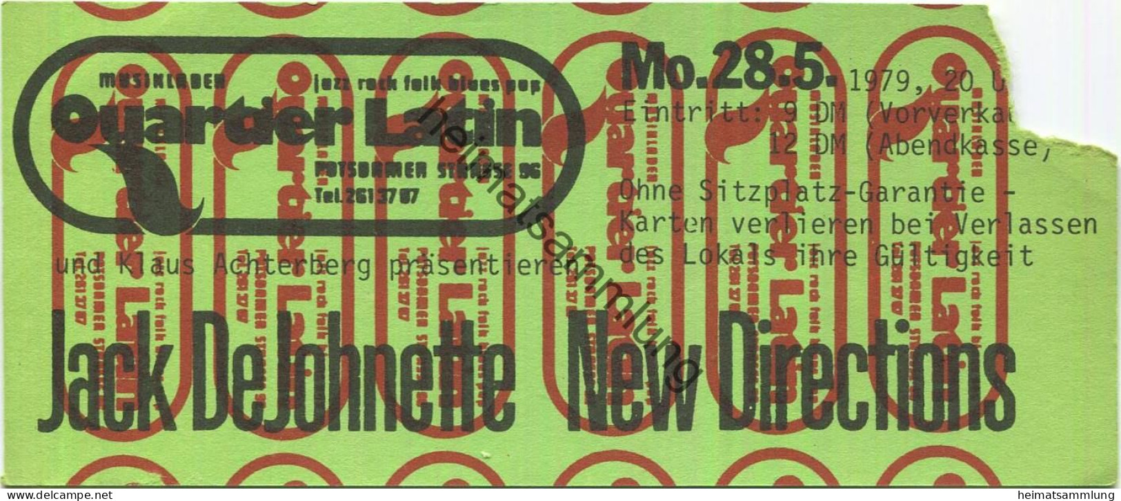 Deutschland - Berlin - Quartier Latin Und Klaus Achterberg - Jack De Johnette New Directions - Eintrittskarte 1979 - Toegangskaarten