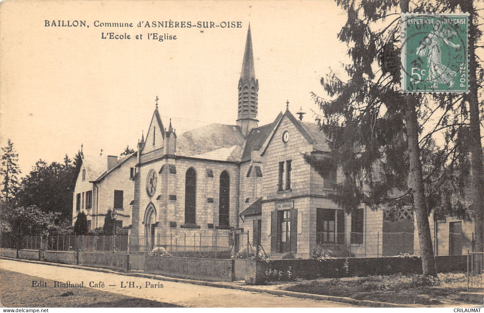 95-ASNIERES SUR OISE-BAILLON-L ECOLE ET L EGLISE-N°6026-E/0069 - Asnières-sur-Oise