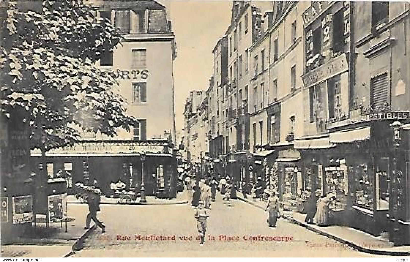 CPA Paris Rue Mouffetard Vue De La Place Contrescarpe - Arrondissement: 05