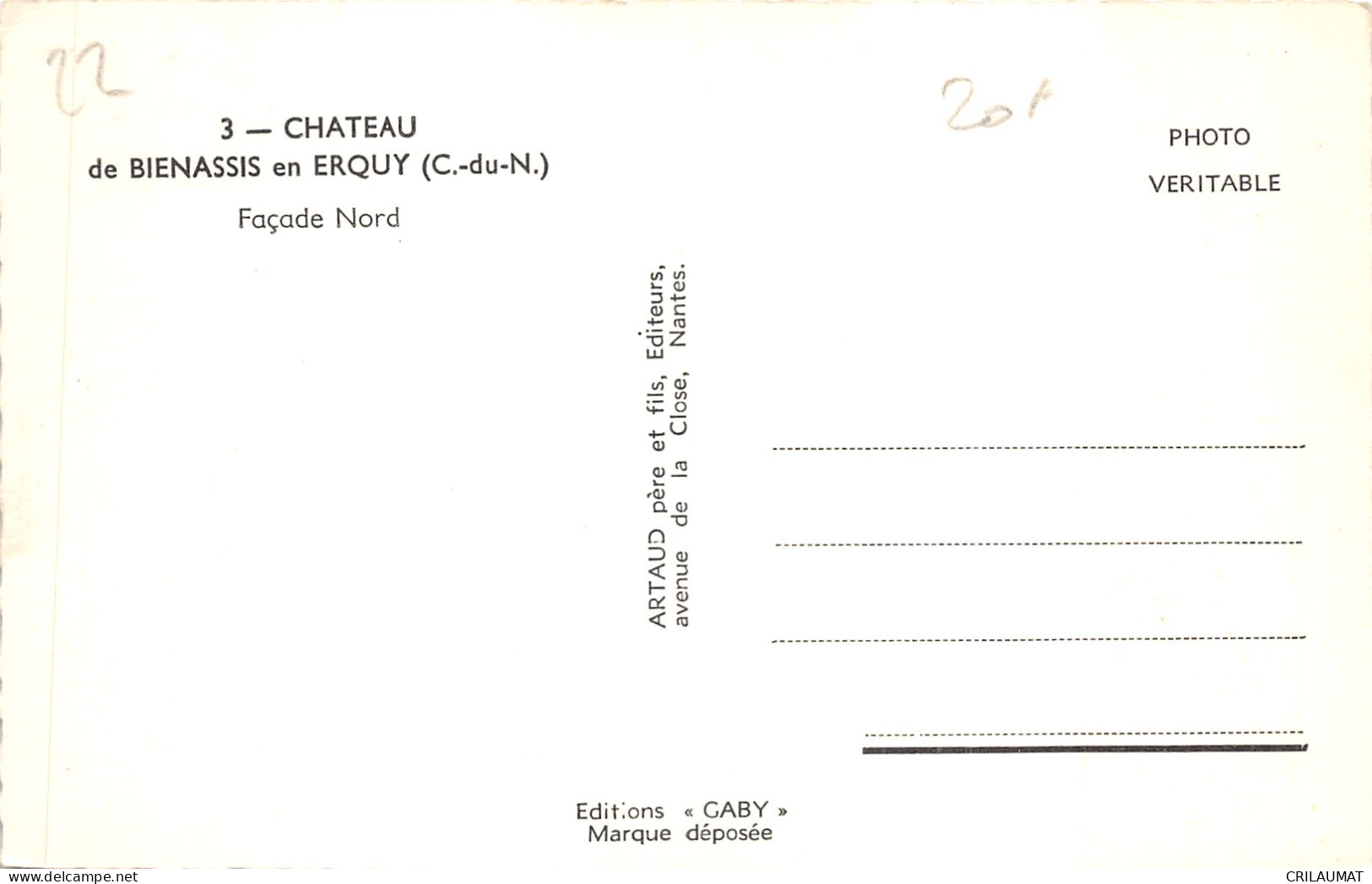 22-ERQUY-CHATEAU DE BEINASSIS EN ERQUIS-N°6028-B/0133 - Erquy