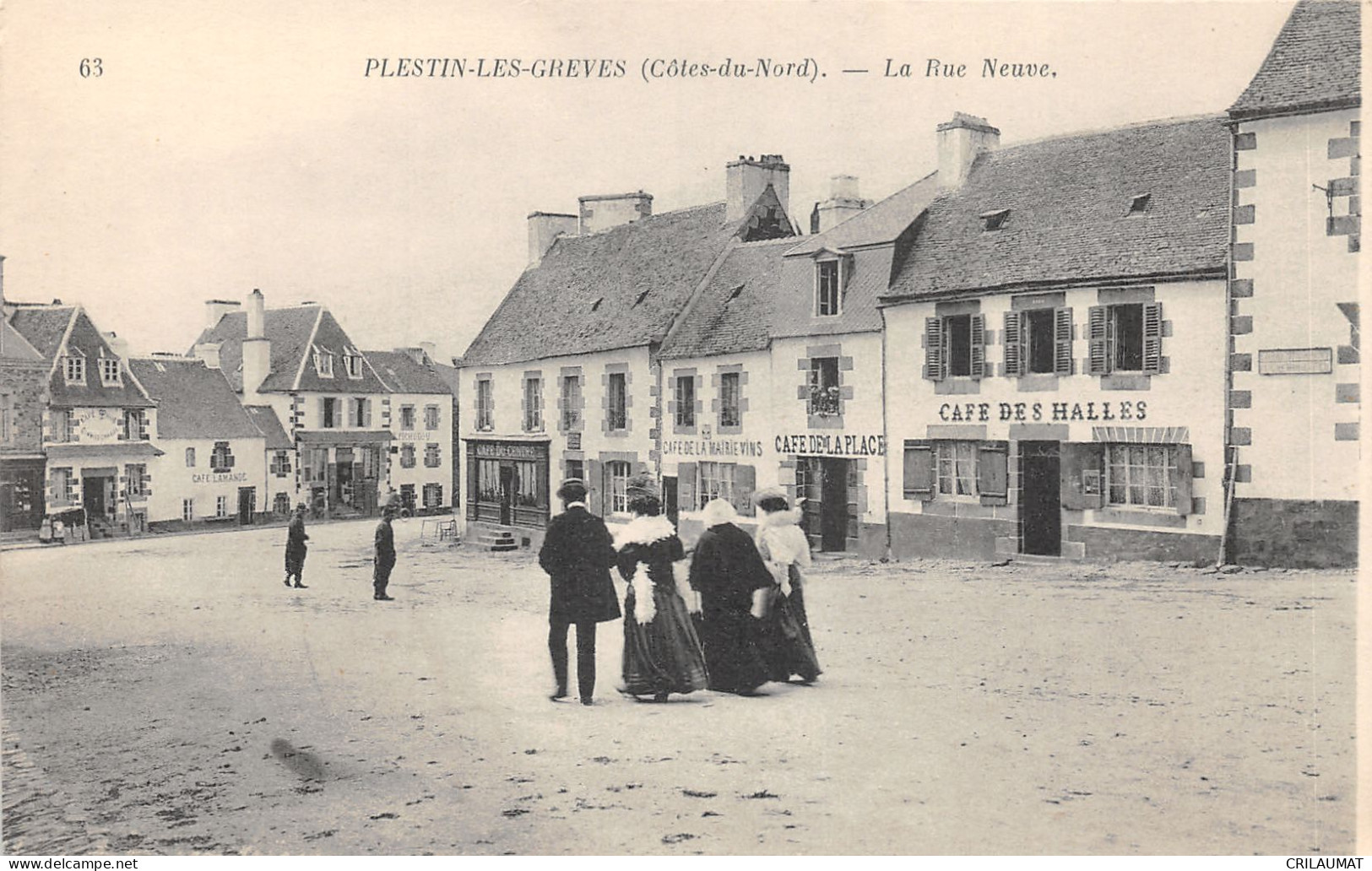 22-PLESTIN LES GREVES-LA RUE NEUVCAFE DES HALLES-N°6028-B/0073 - Plestin-les-Greves