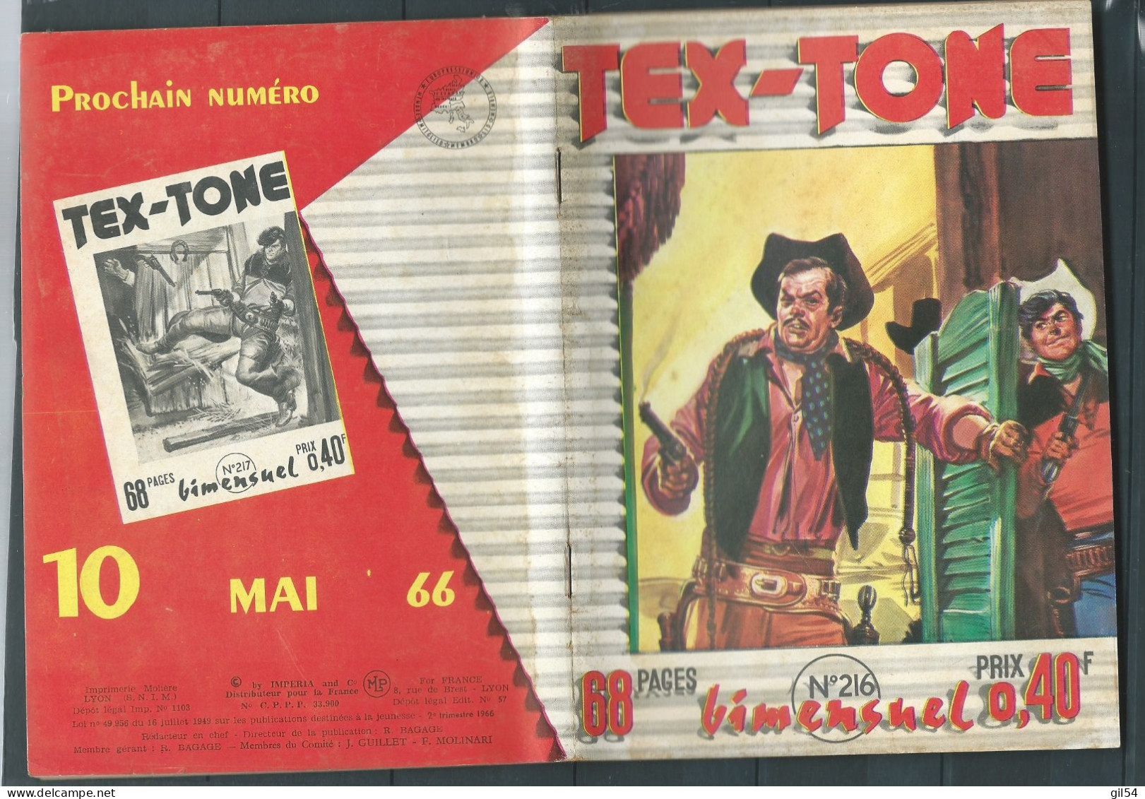 Bd " Tex-Tone  " Bimensuel N° 216 " Le Défi" "      , DL  2er Tri. 1966 - BE- RAP 1004 - Petit Format