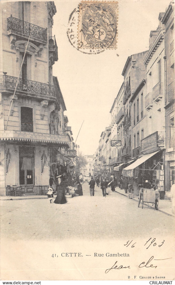 34-CETTE-RUE GAMBETTA-ANIMEE-N°6028-E/0347 - Autres & Non Classés