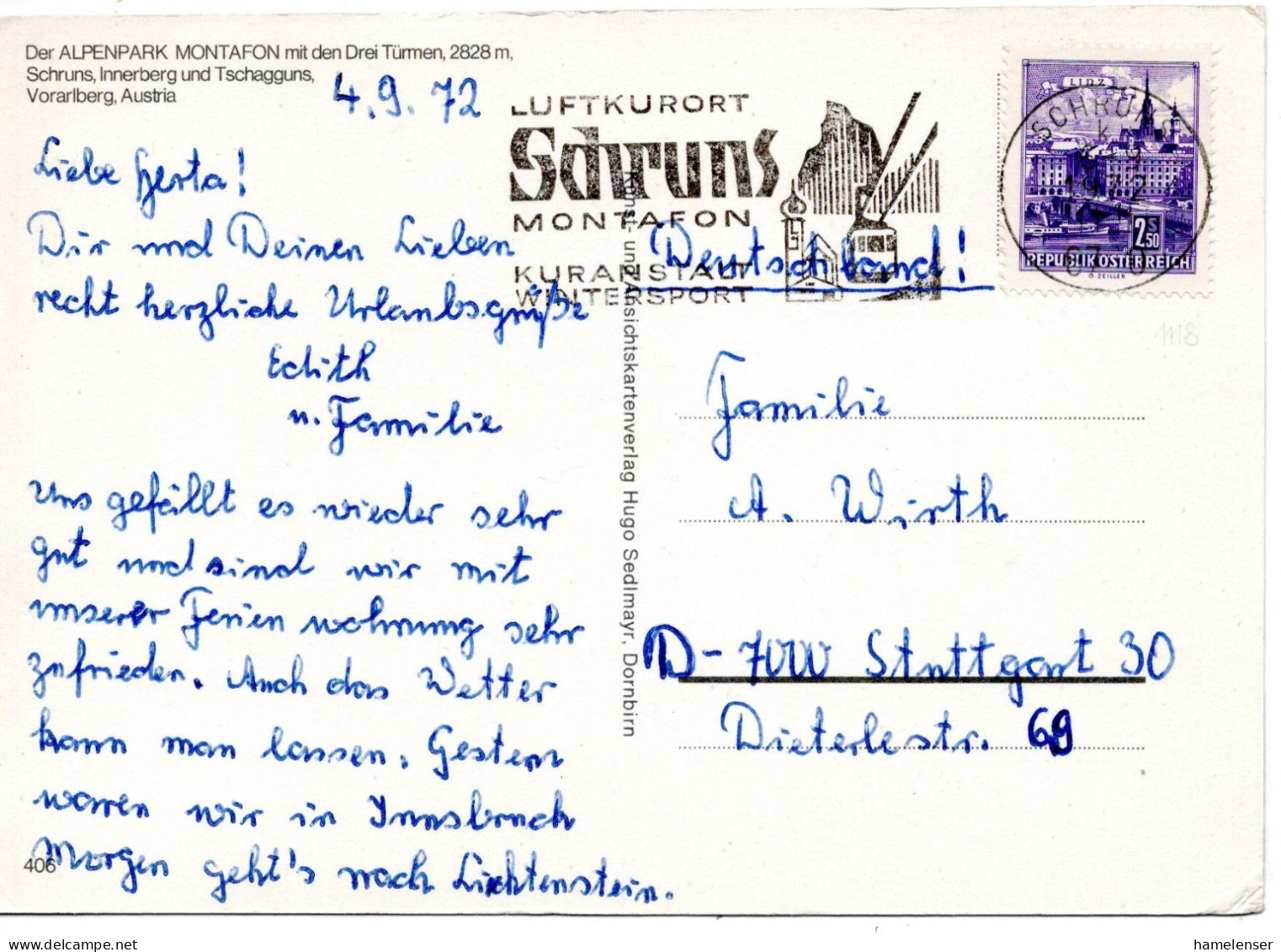 63877 - Österreich - 1972 - S2,50 Bauten EF A AnsKte SCHRUNS - ... -> Westdeutschland - Other & Unclassified