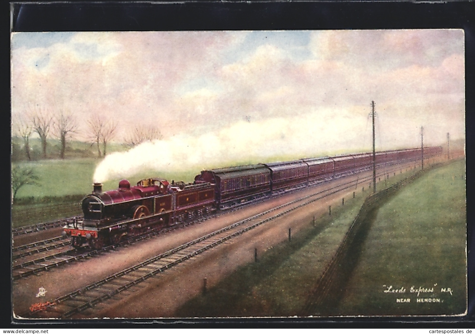 Artist's Pc Dampflokomotive Des Leeds Express` Nahe Hendon  - Trains