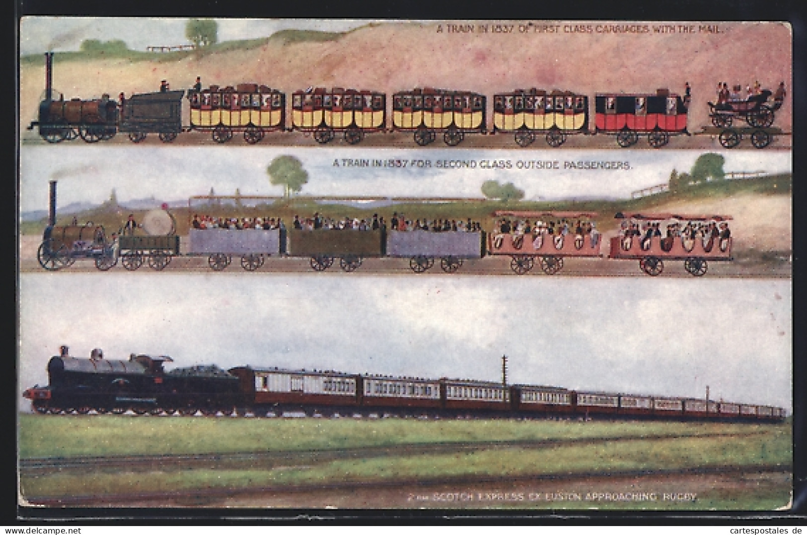 Pc Rugby, The London & North Western Railway, Scotch Express Ex Euston, A Train In 1837 For 2d Class Outside Passengers  - Trains