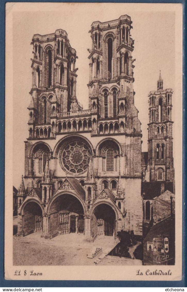 Cathédrale De Laon Timbre N°1235 Et Au Verso Visuel De La Cathédrale Laon Plateau 29.01.60 - 1921-1960: Période Moderne