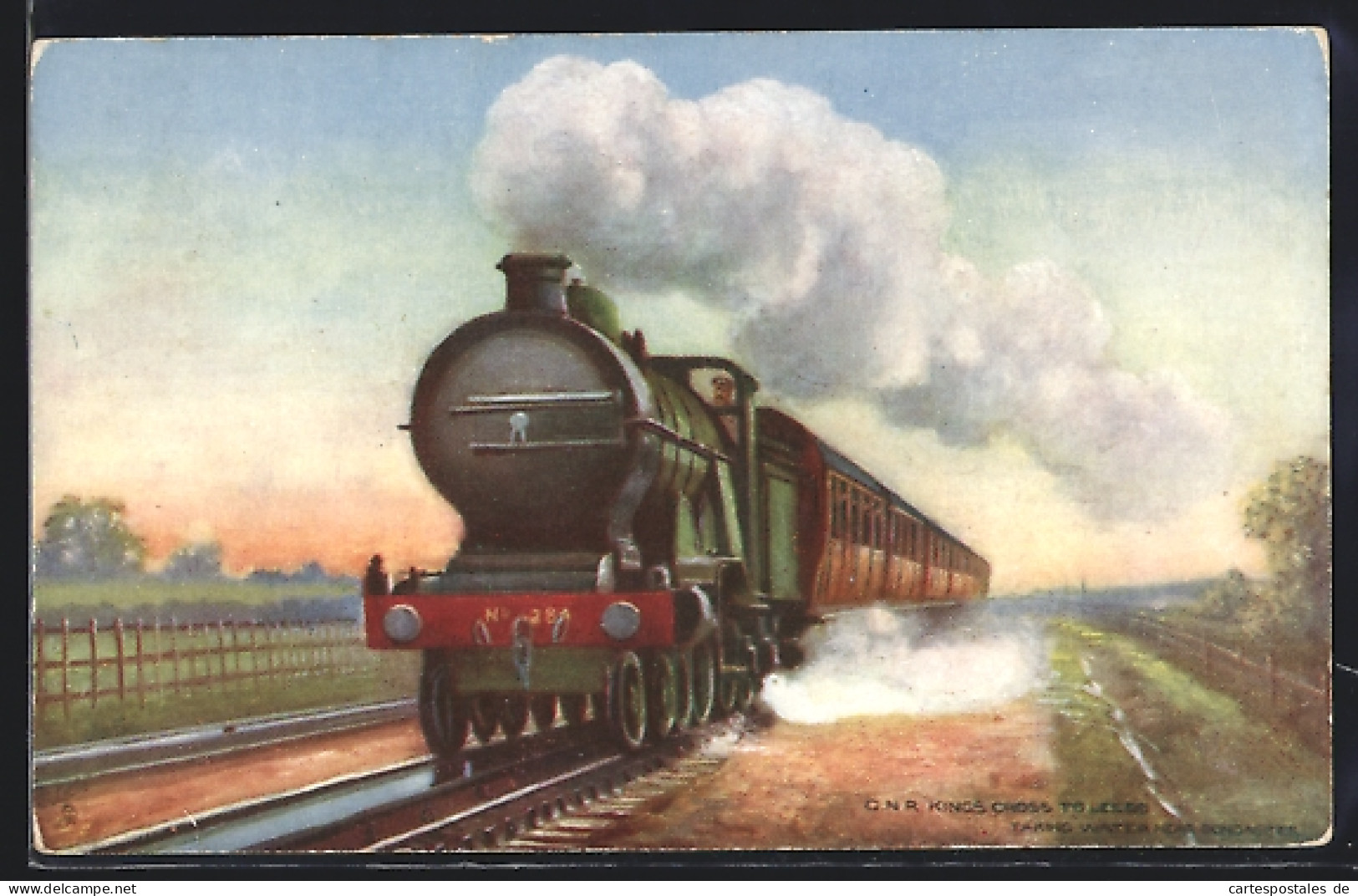 Pc Englische Eisenbahn, G.N.R. Locomotive Kings Cross To Leeds, Taking Water Near Doncaster  - Treinen