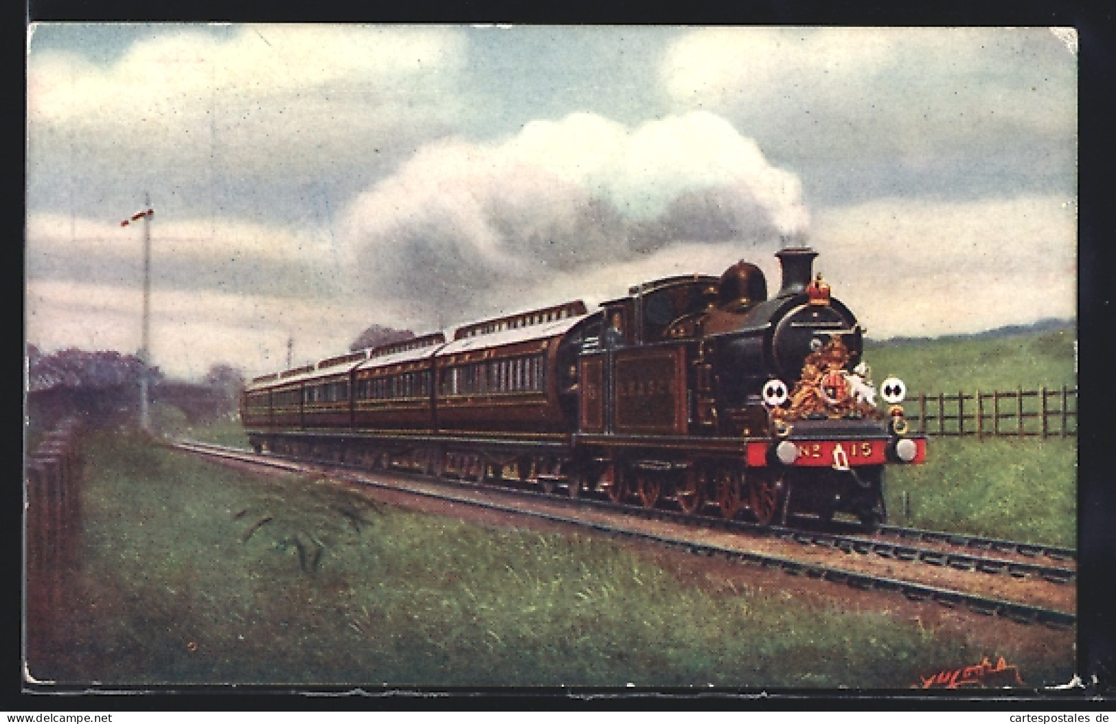 Artist's Pc Royal Train Near Banstead, LB & SC Ry.  - Trains