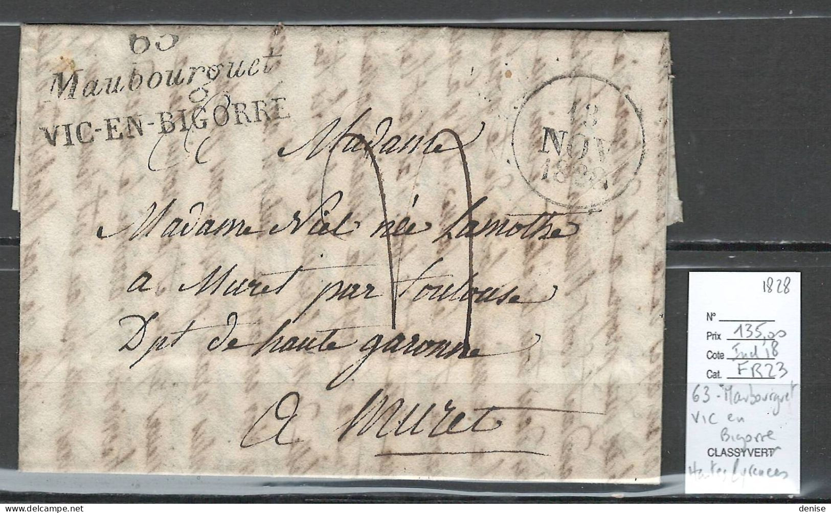 France - Lettre - Cursive 63  - MAUBOURGUET - VIC EN BIGORRE - Hautes Pyrénées - 1828 - 1801-1848: Précurseurs XIX