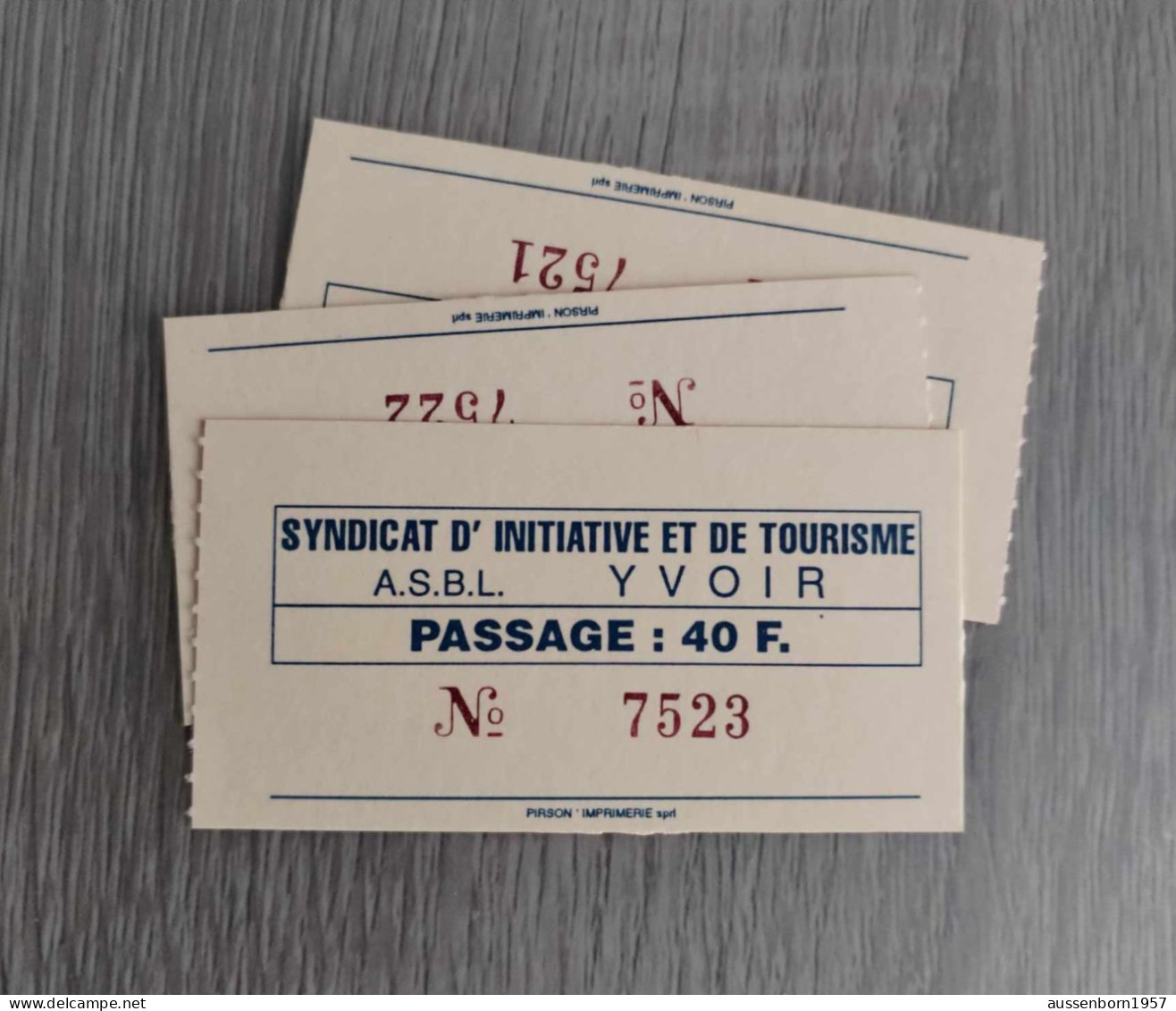 Ile D Yvoir : Ticket De Passage 40 Francs - Autres & Non Classés