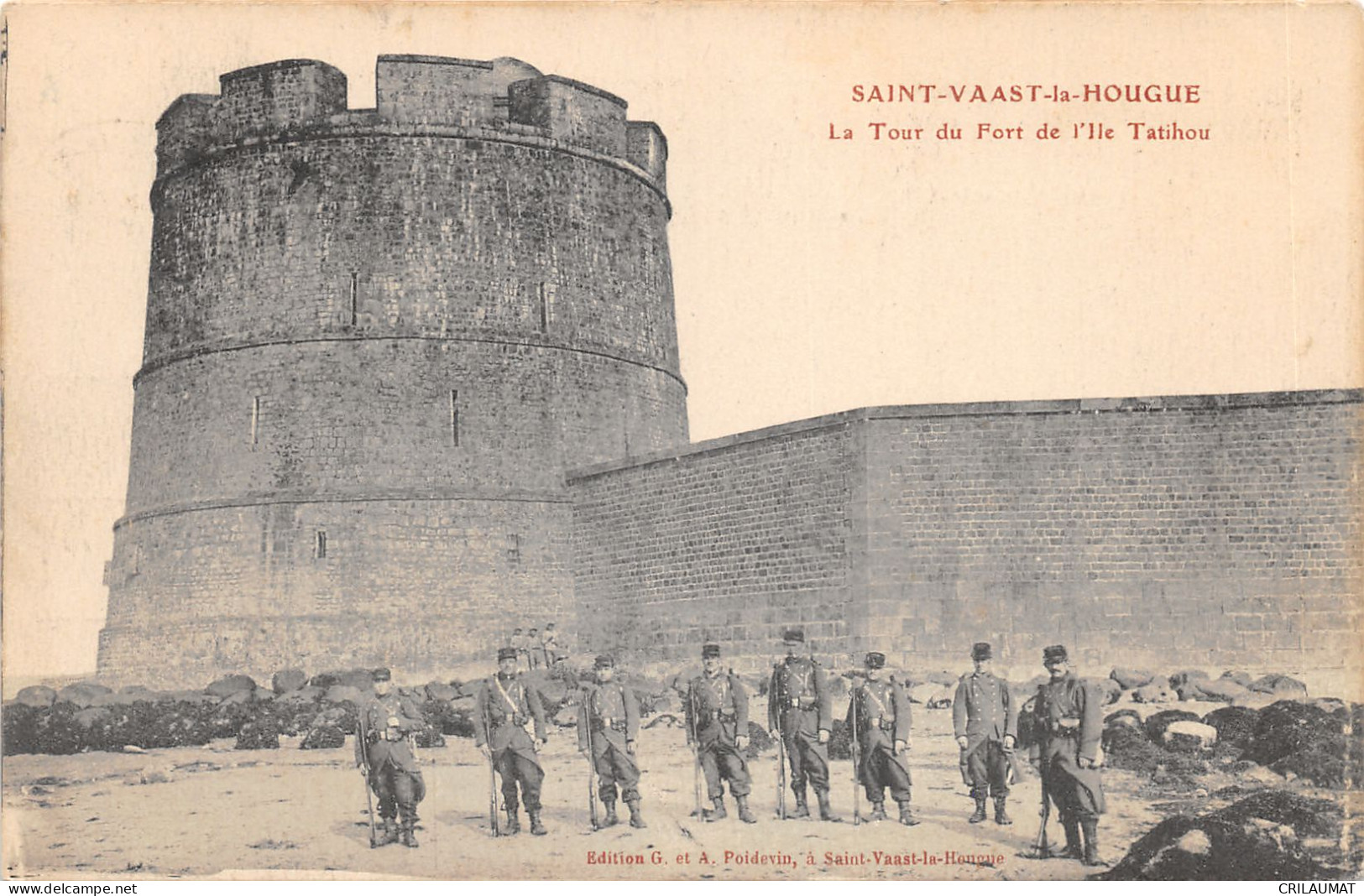 50-SAINT VAAST LA HOUGUE-SOLDATS A LA TOUR DU FORT-N°6029-C/0333 - Saint Vaast La Hougue