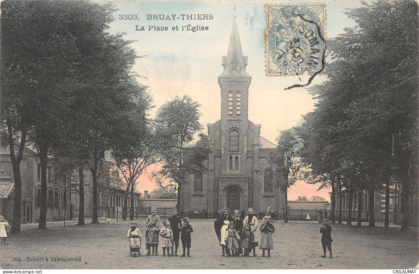 59-BRUAY THIERS-PLACE ET EGLISE-ANIMEE-N°6029-F/0317 - Other & Unclassified