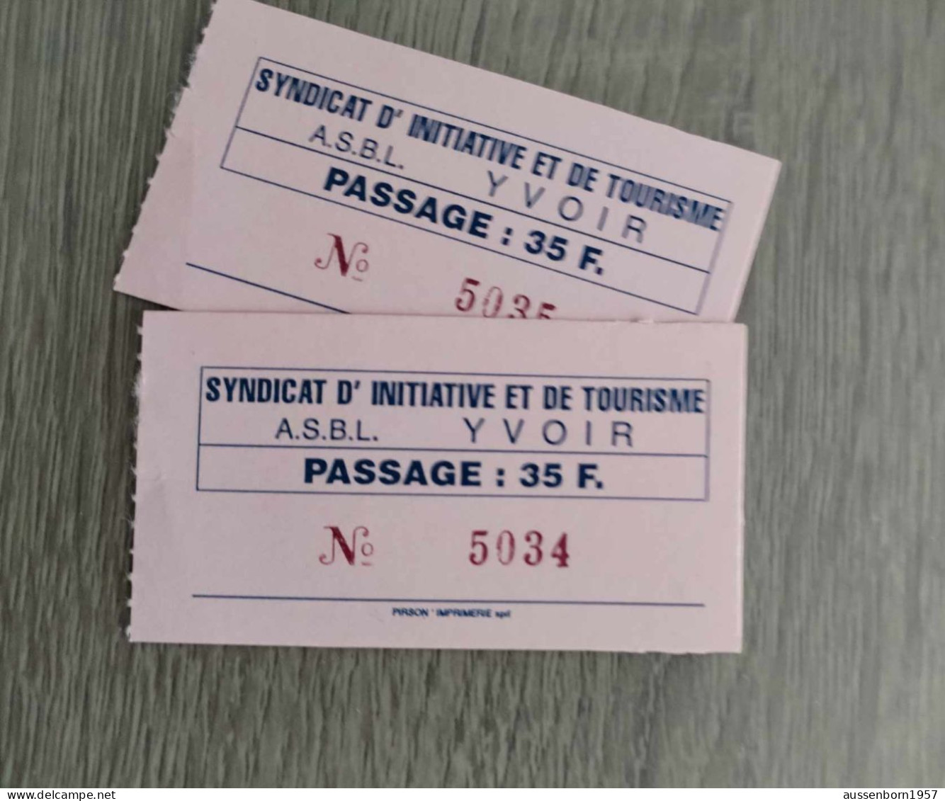 Ile D Yvoir : Ticket De Passage 35 Francs - Otros & Sin Clasificación
