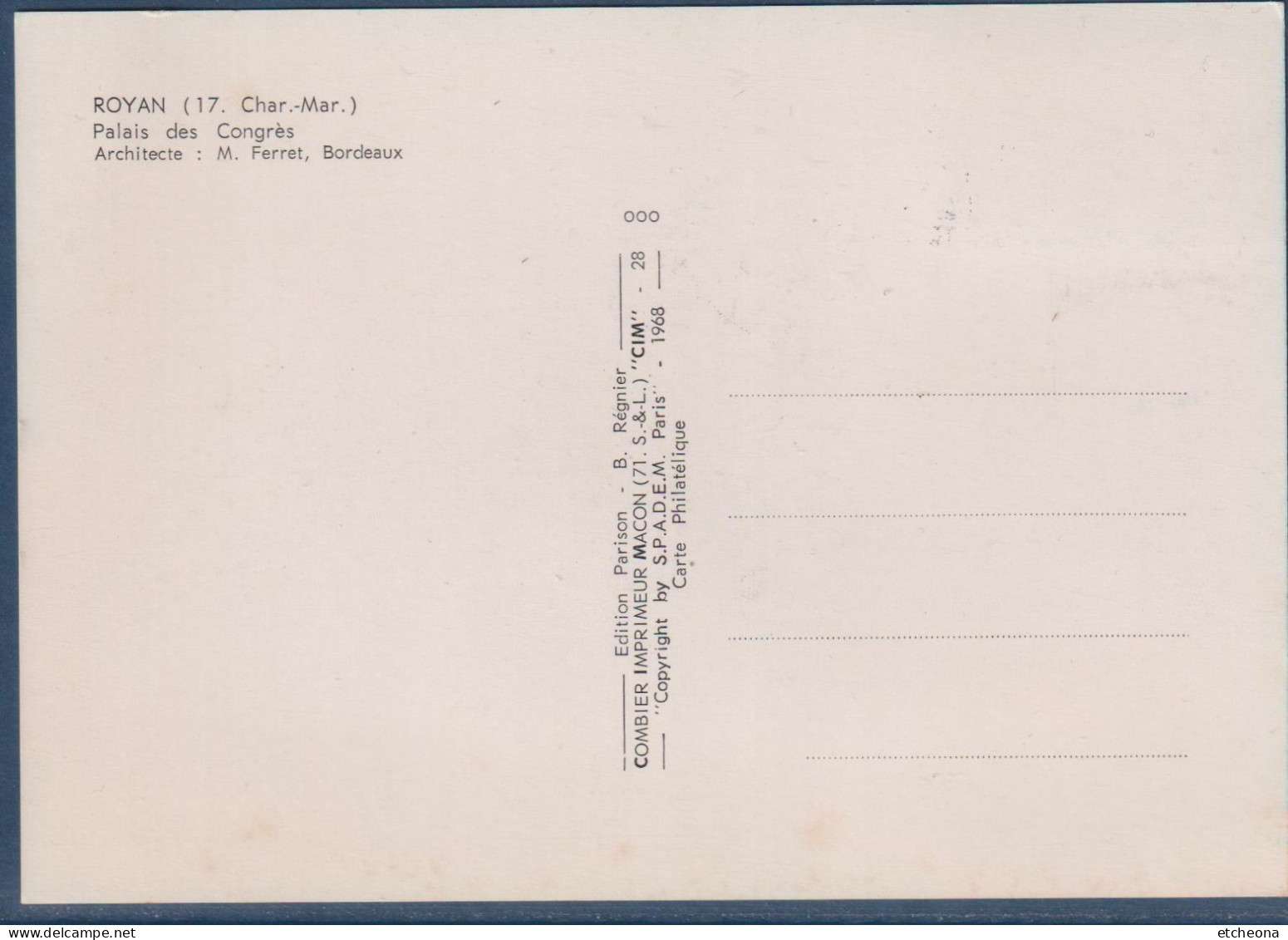 5ème Conférence De Coopération Mondiale Cités Unis Royan 13.04.68 N°1554 Carte 1er Jour Palais Des Congrès - 1960-1969