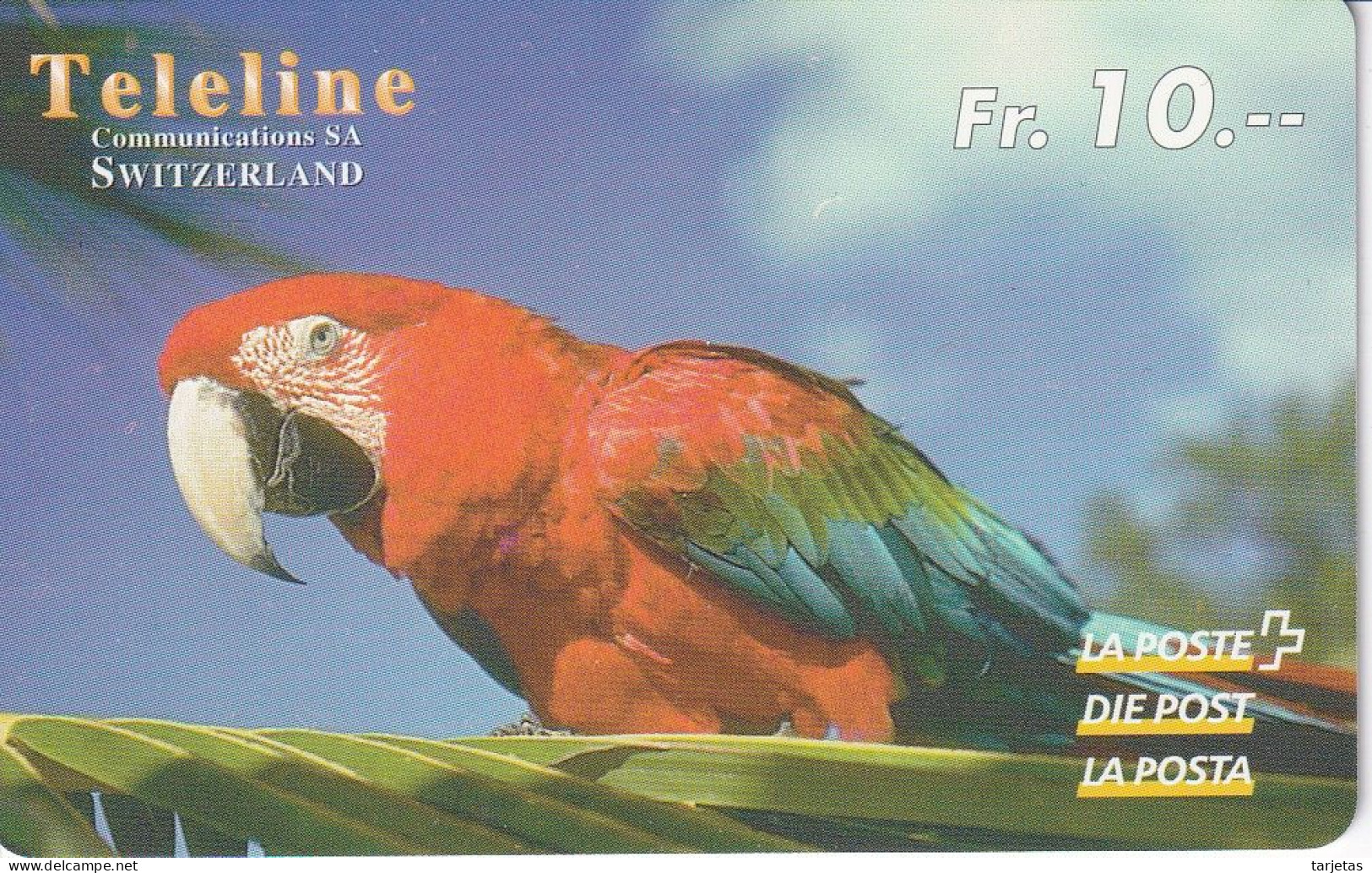 Nº ???? TARJETA DE SUIZA DE TELELINE DE UN LORO (PARROT-GUACAMAYO) - Suiza