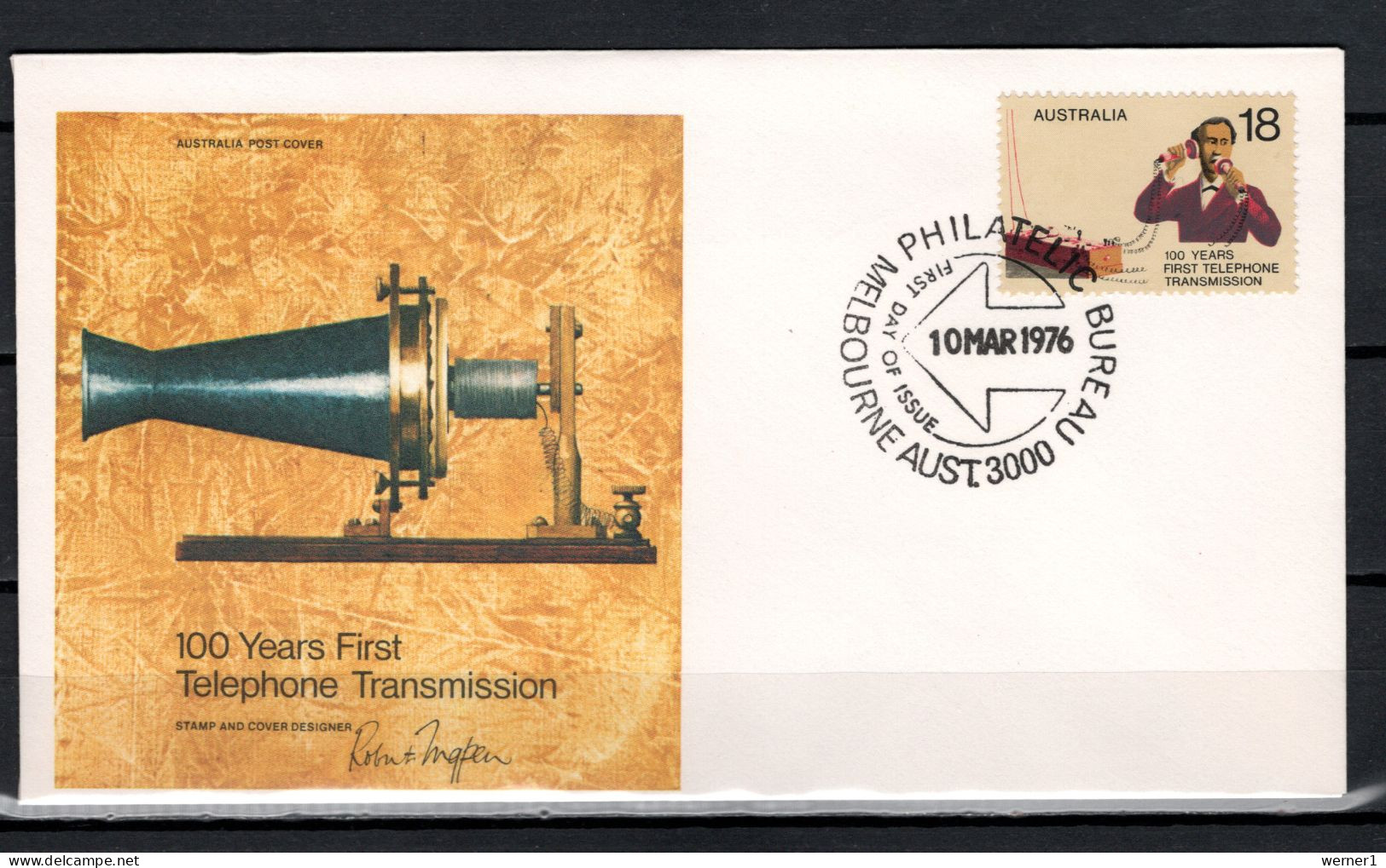 Australia 1976 Space, Telephone Centenary Stamp On FDC - Ozeanien