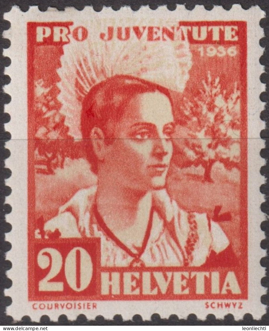 1936 Schweiz / Pro Juventute ** Zum:CH J79, Mi:CH 308, Yt:CH 300, Frauentrachten, Schwyzerin - Unused Stamps