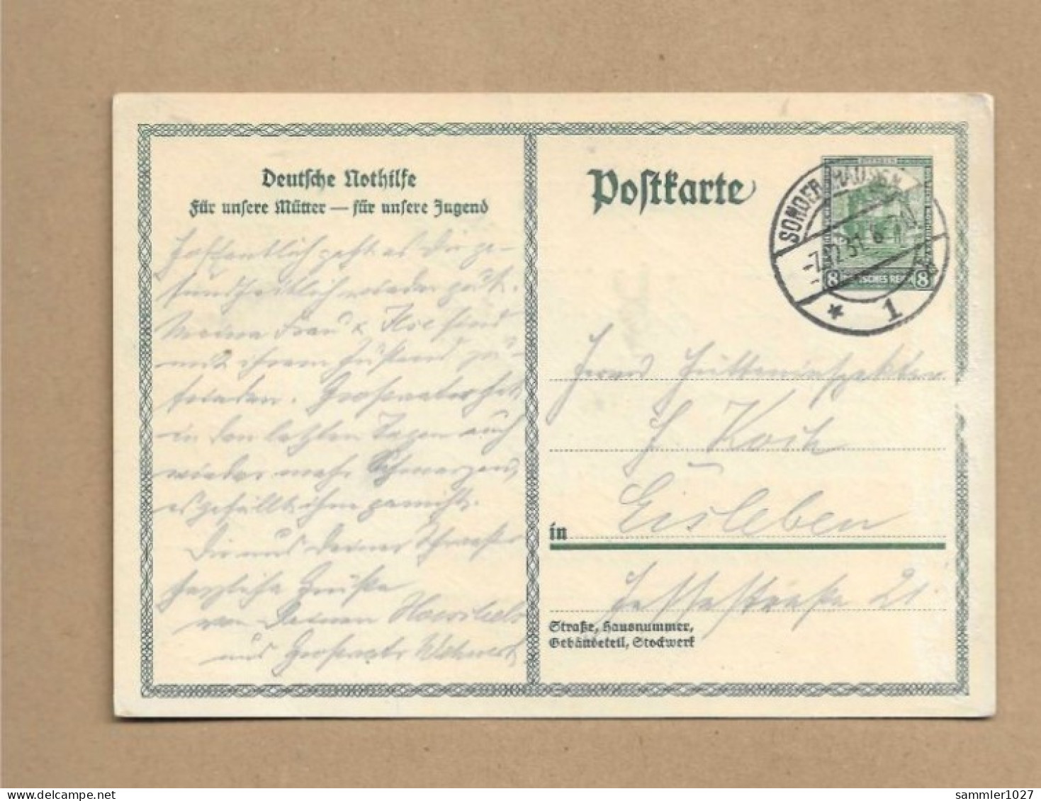 Los Vom 19.04 - Heimatbeleg Aus Sondershausen Nach Eisleben 1931  Ganzsache - Briefe U. Dokumente