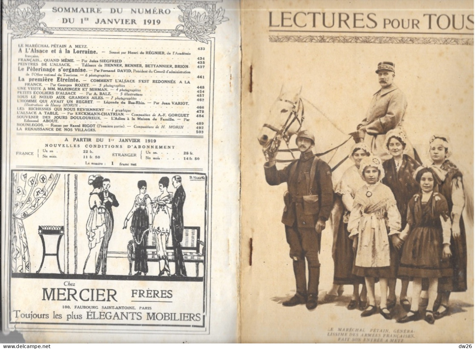 Revue Hachette Bimensuelle Après Guerre - Lectures Pour Tous Du 1er Janvier 1919 - L'Alsace Et La Lorraine Retrouvées - 1900 - 1949