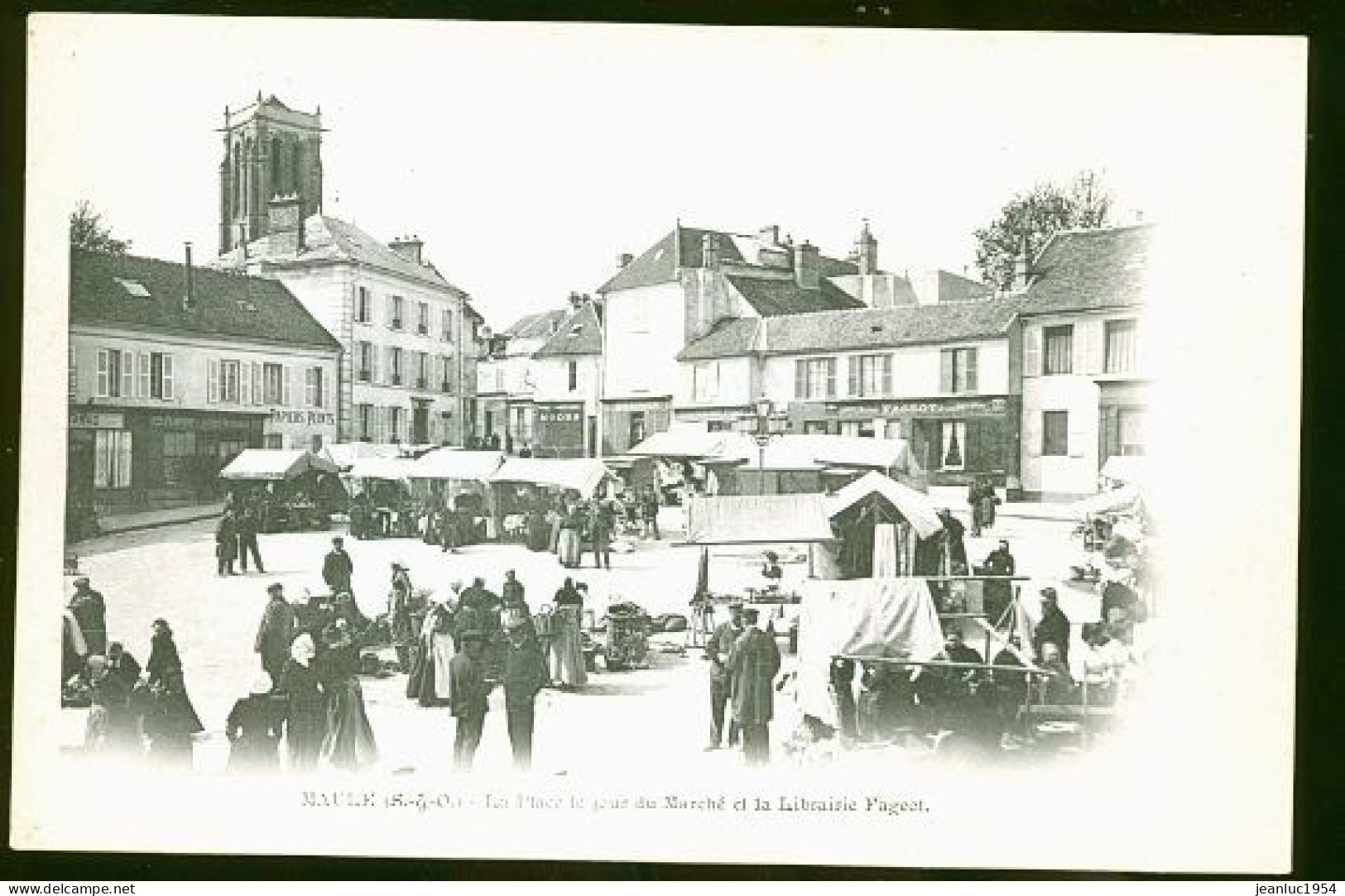 MAULE LA PLACE JOUR DE MARCHE EN 1900 - Maule