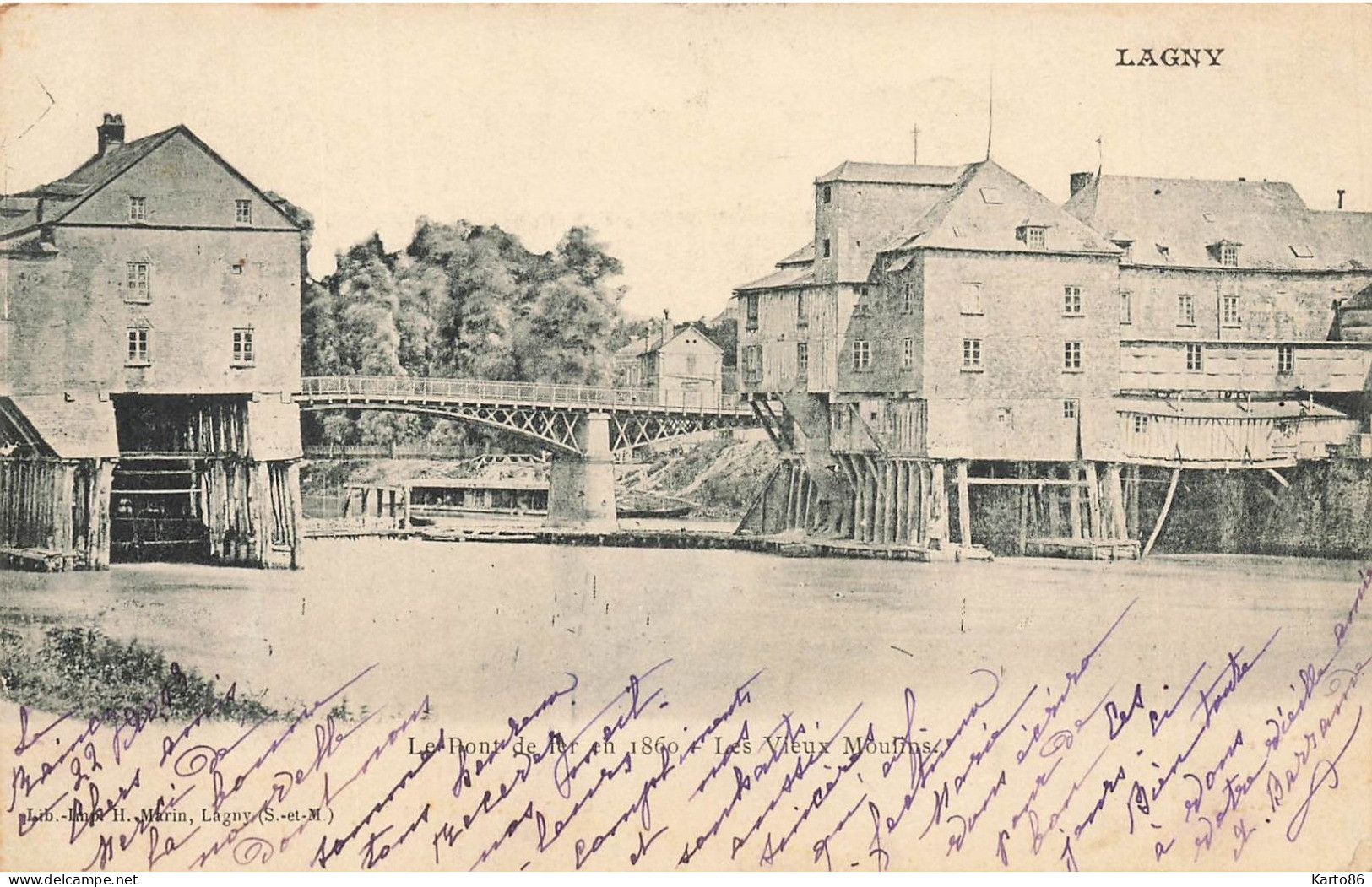 Lagny * Le Pont De Fer En 1860 * Les Vieux Moulins * Minoterie - Lagny Sur Marne