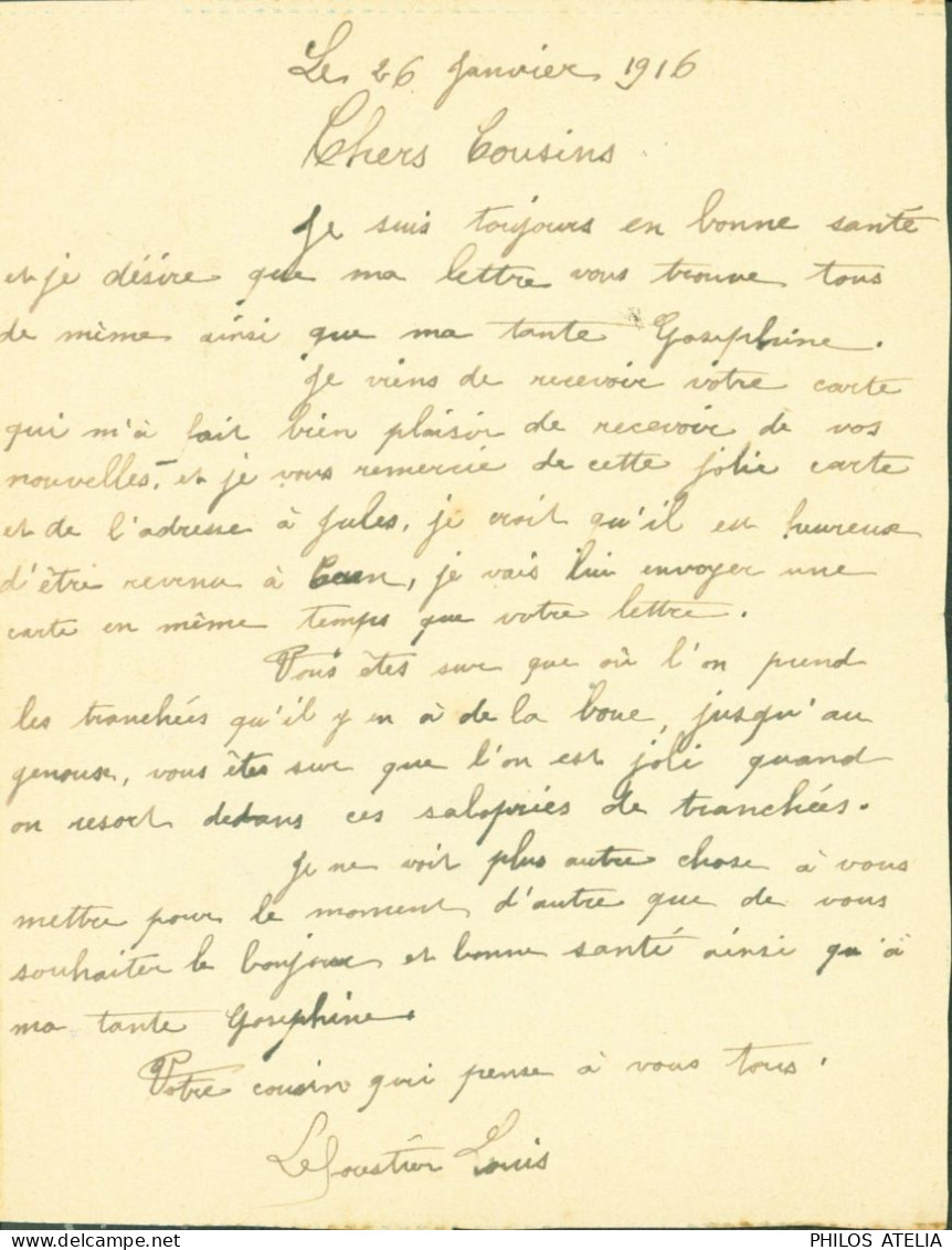 Guerre 14 Carte Lettre Militaire Joffre Pour Le Droit Et La Justice Franchise CAD Trésor Et Postes SP 175 26 1 1916 - 1. Weltkrieg 1914-1918