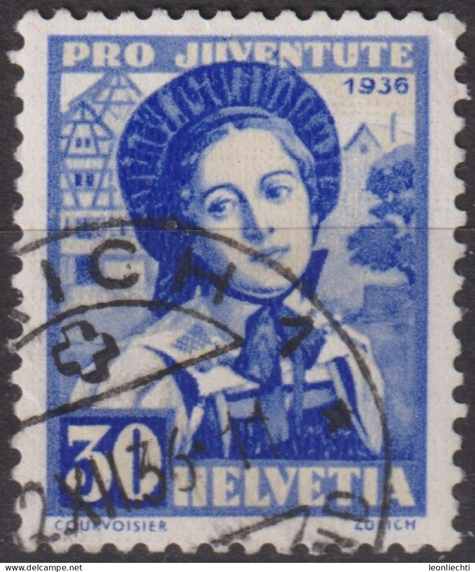1936 Schweiz / Pro Juventute ° Zum:CH J80, Mi:CH 309, Yt:CH 301, Frauentrachten, Zürcherin - Oblitérés