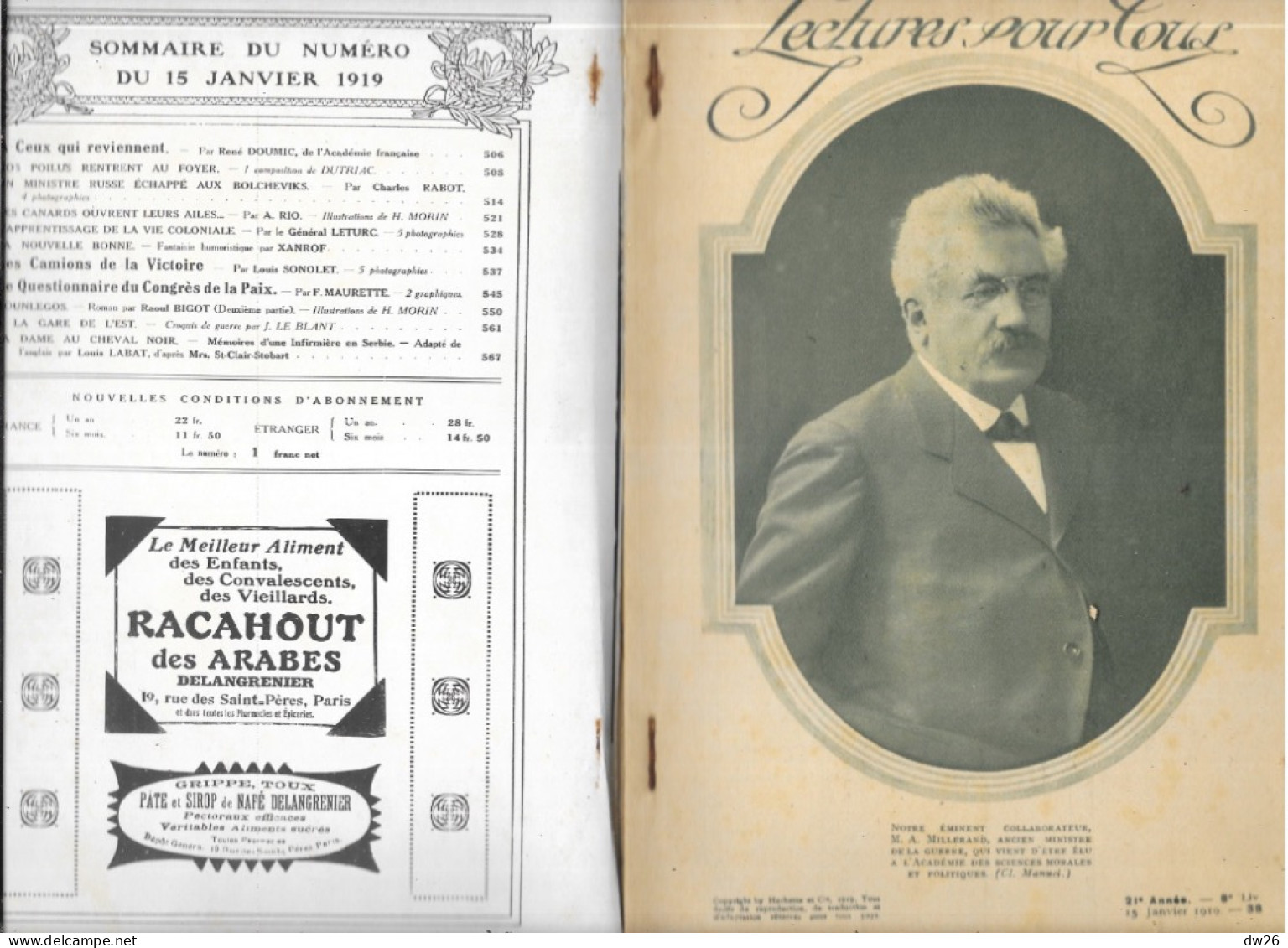 Revue Hachette Bimensuelle Après Guerre - Lectures Pour Tous Du 15 Janvier 1919 - Le Congrès De La Paix - 1900 - 1949