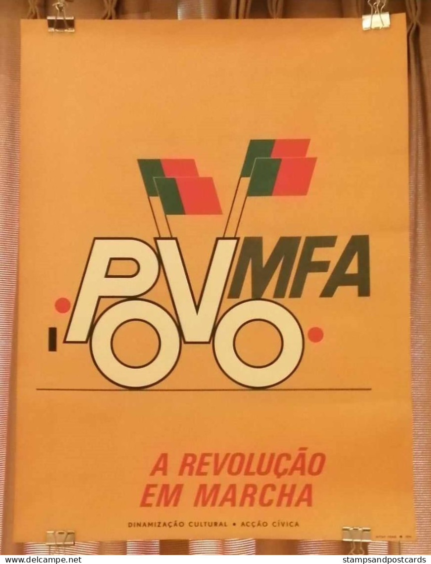 Portugal Affiche Politique 1975 Povo MFA 25 De Abril 1974 Révolution Des œillets Carnation Revolution Political Poster - Affiches